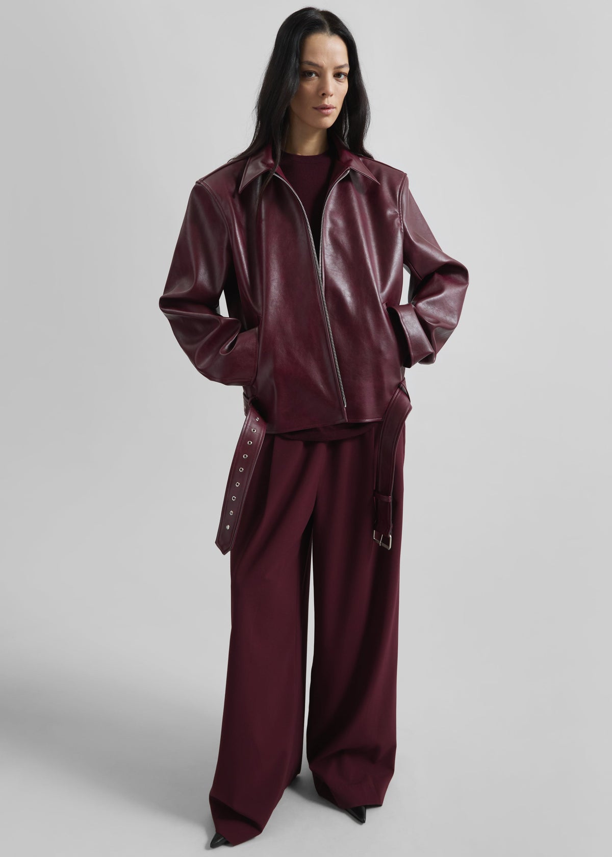 Norbury Faux Leather Jacket - Burgundy β view 10 of 13