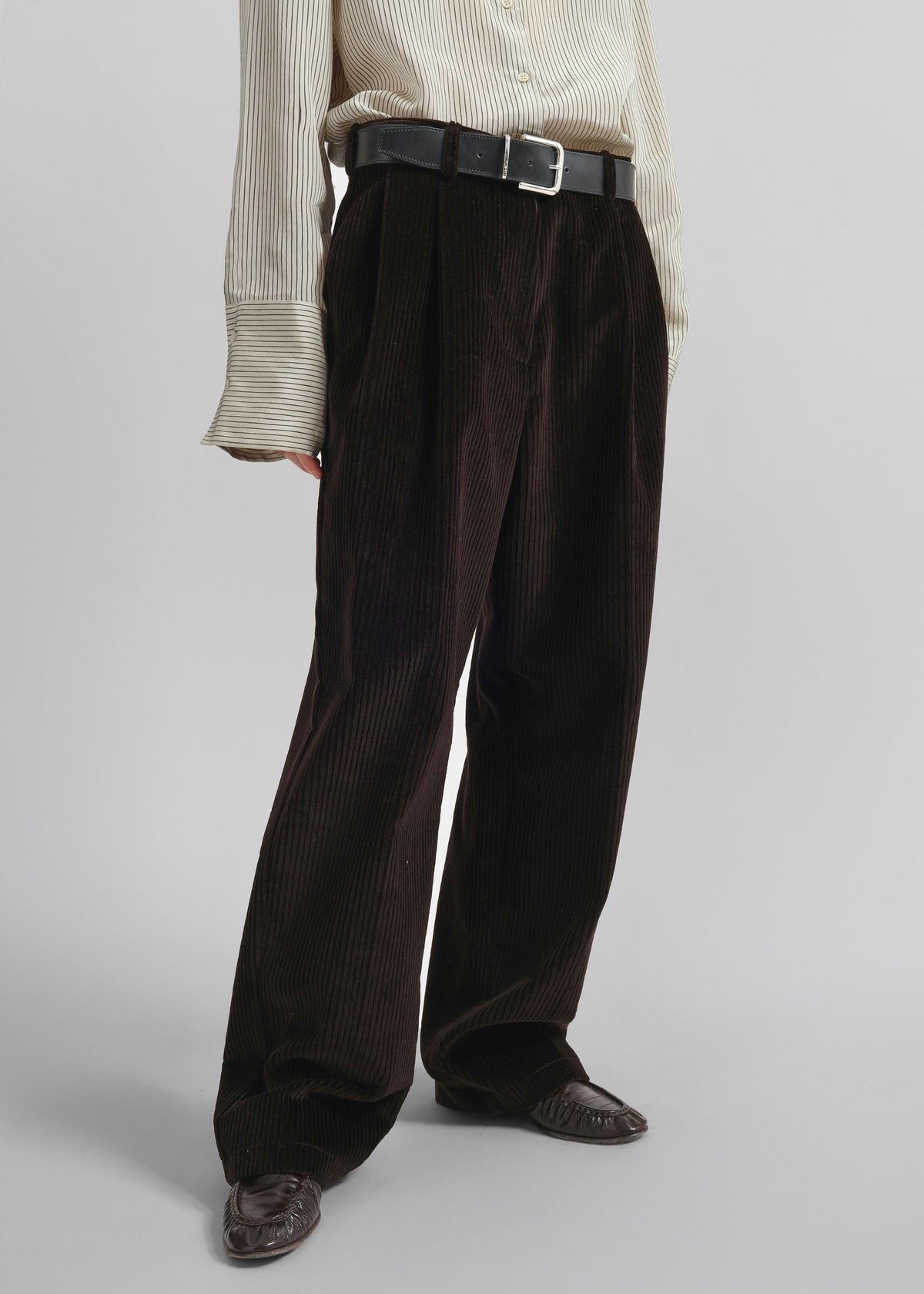 Norstrand Pleated Corduroy Trousers - Dark Brown β view 4 of 6