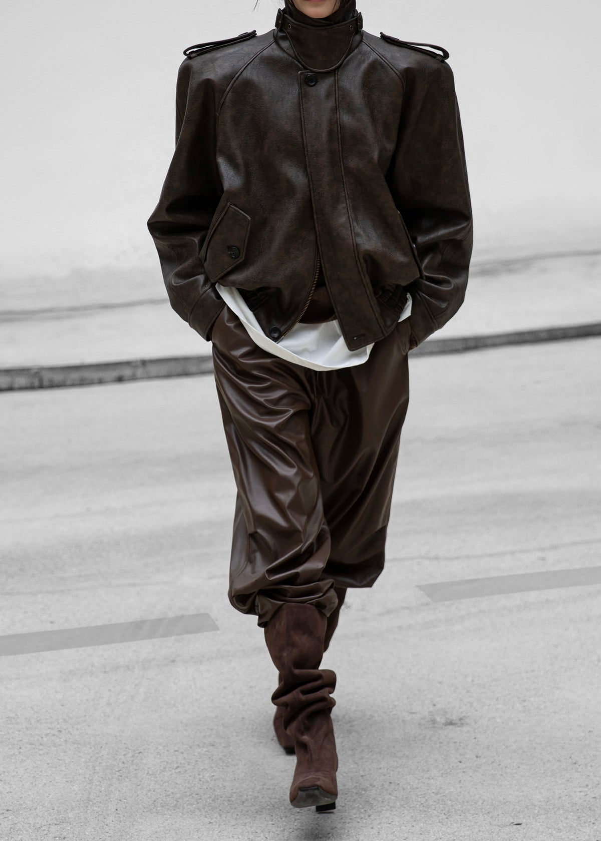 Nyland Faux Leather Padded Jacket - Brown β view 6 of 12
