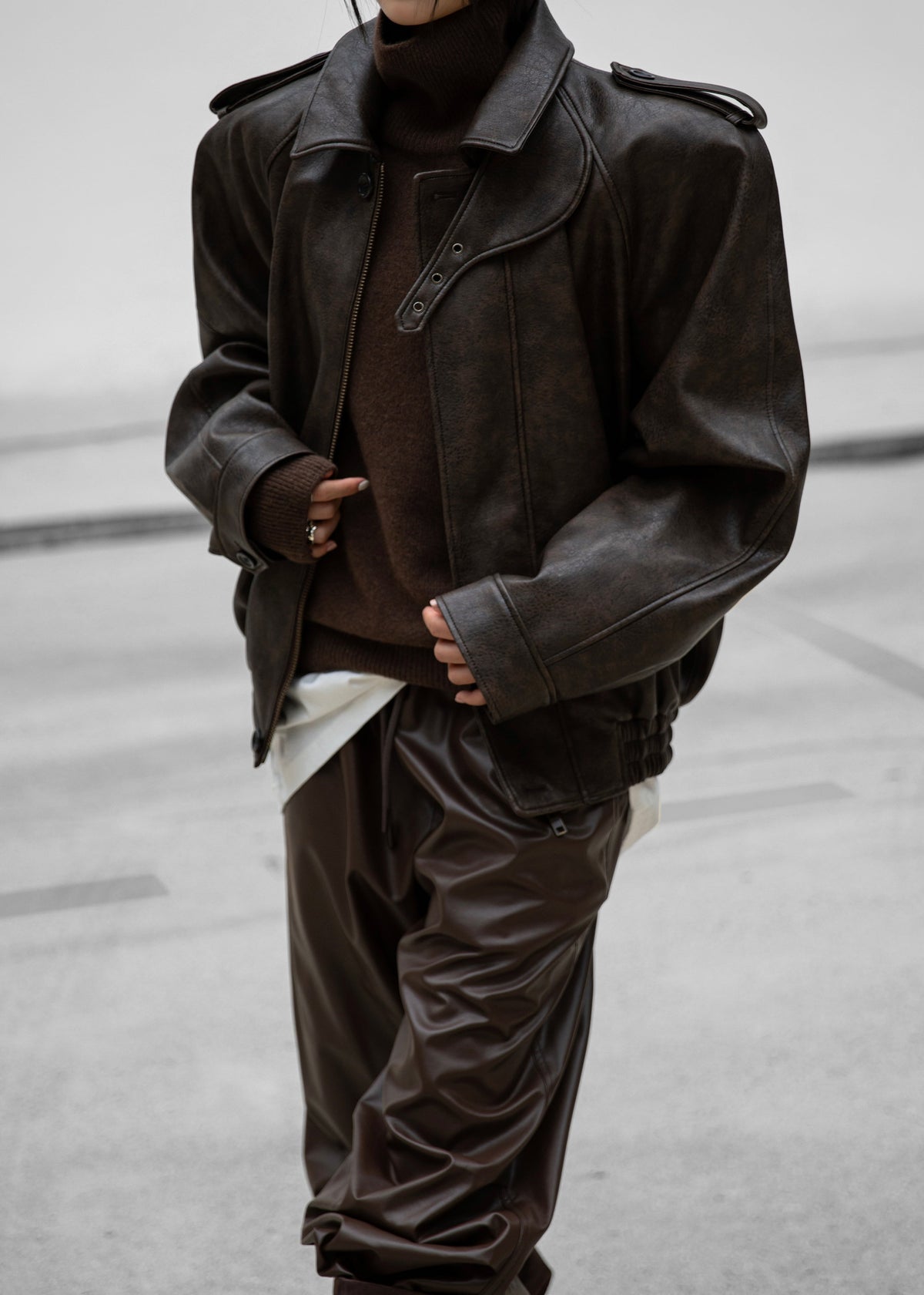 Nyland Faux Leather Padded Jacket - Brown β view 2 of 12