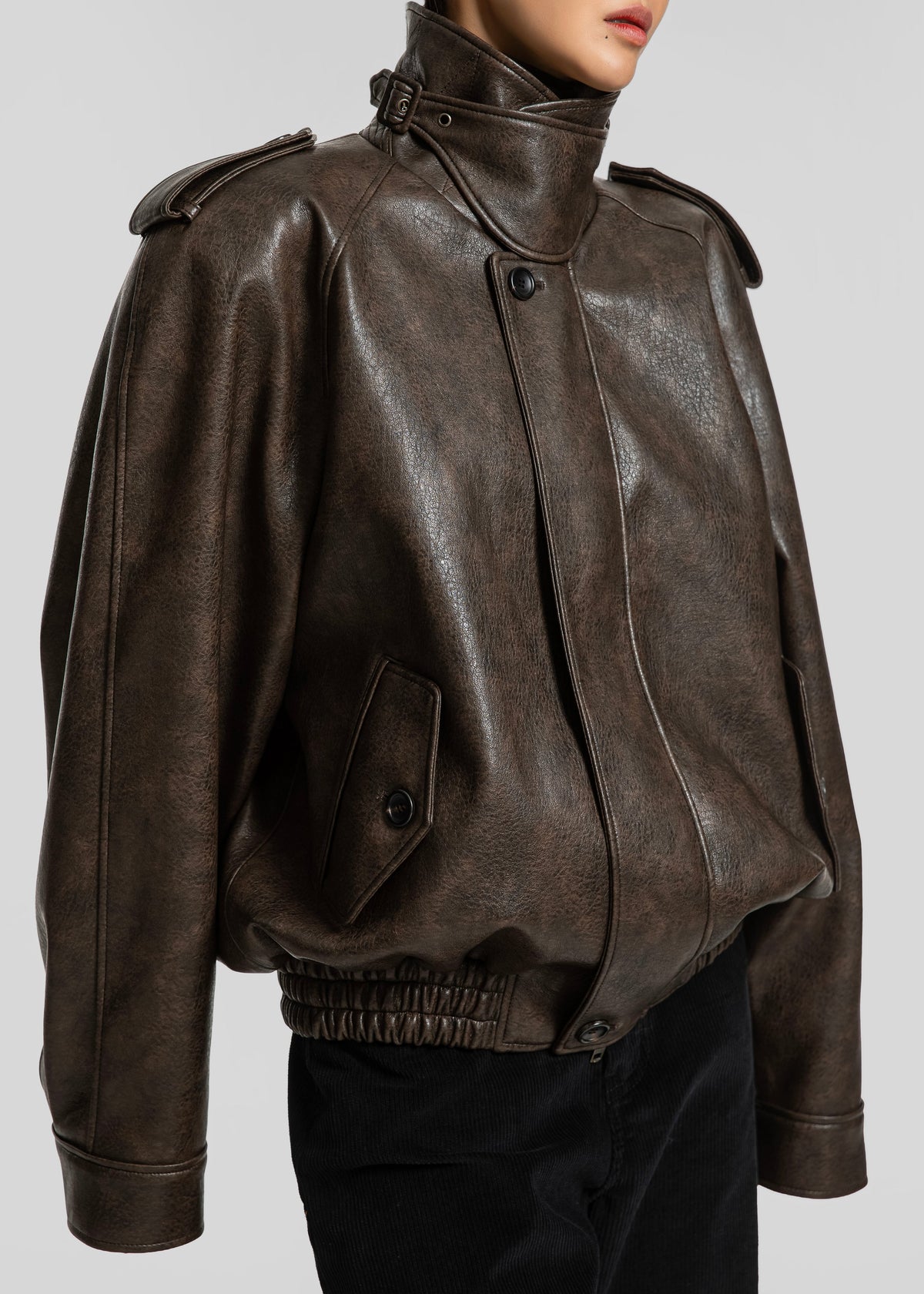 Nyland Faux Leather Padded Jacket - Brown β view 5 of 12