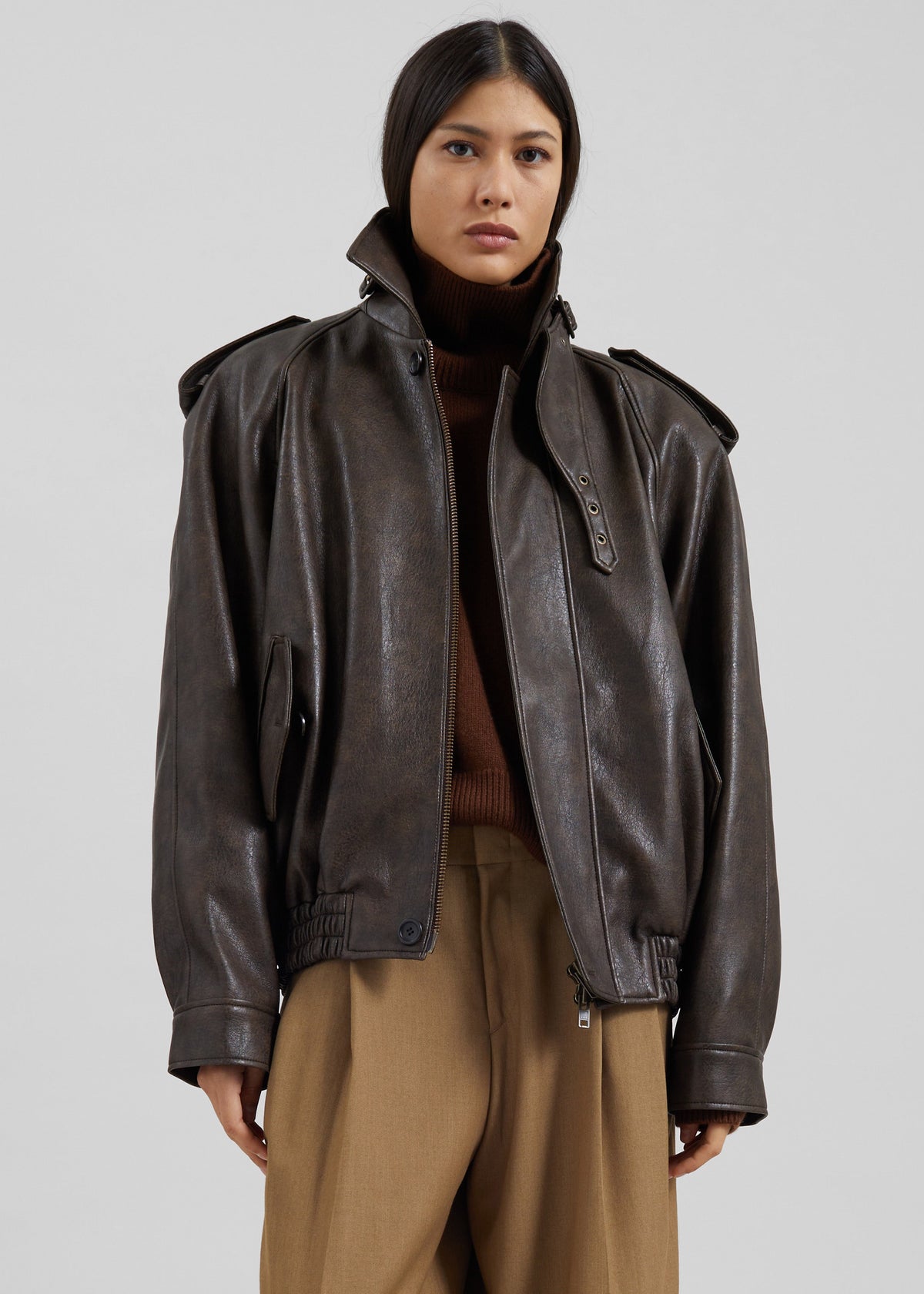 Nyland Faux Leather Padded Jacket - Brown β view 9 of 12