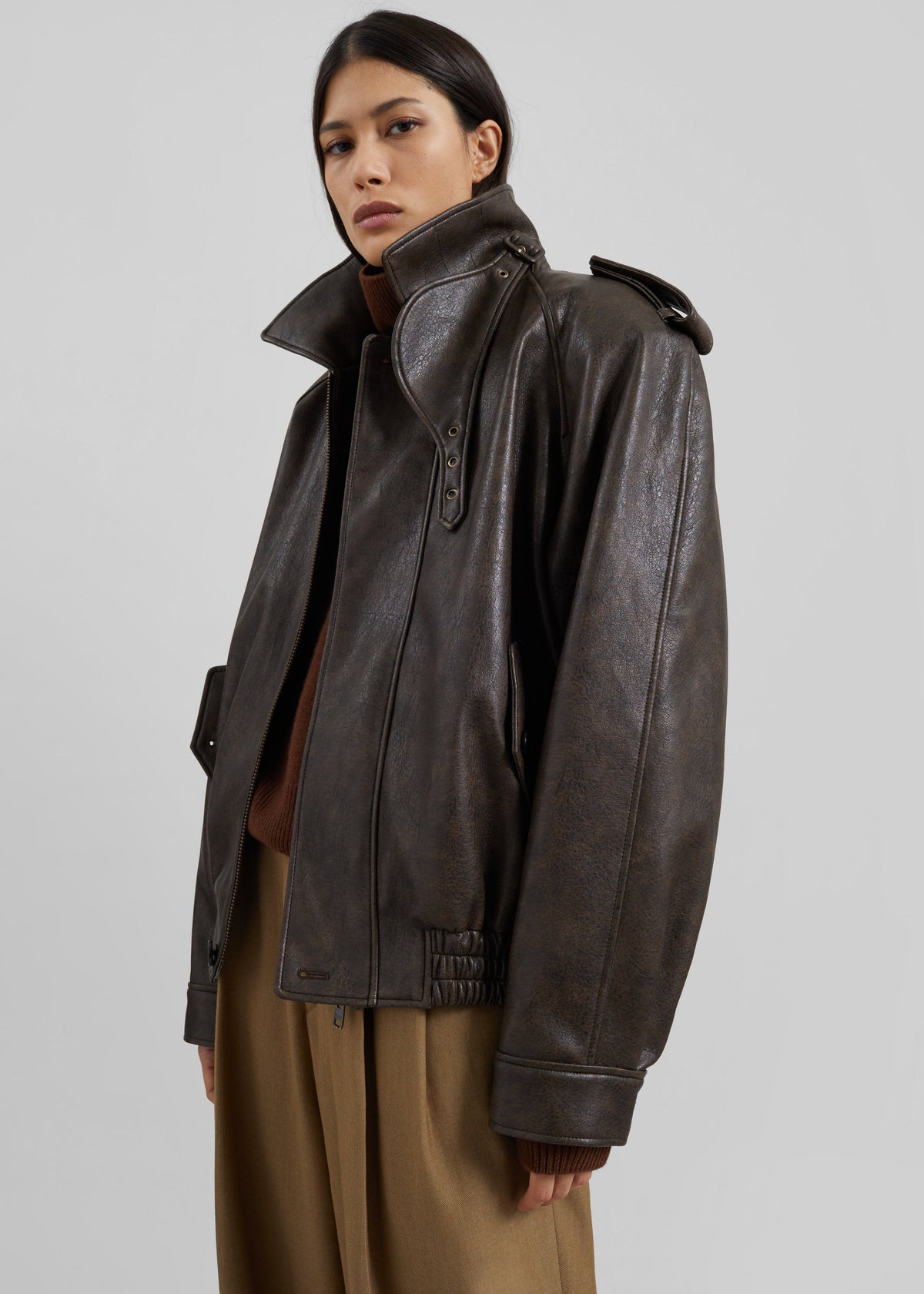 Nyland Faux Leather Padded Jacket - Brown β view 7 of 12