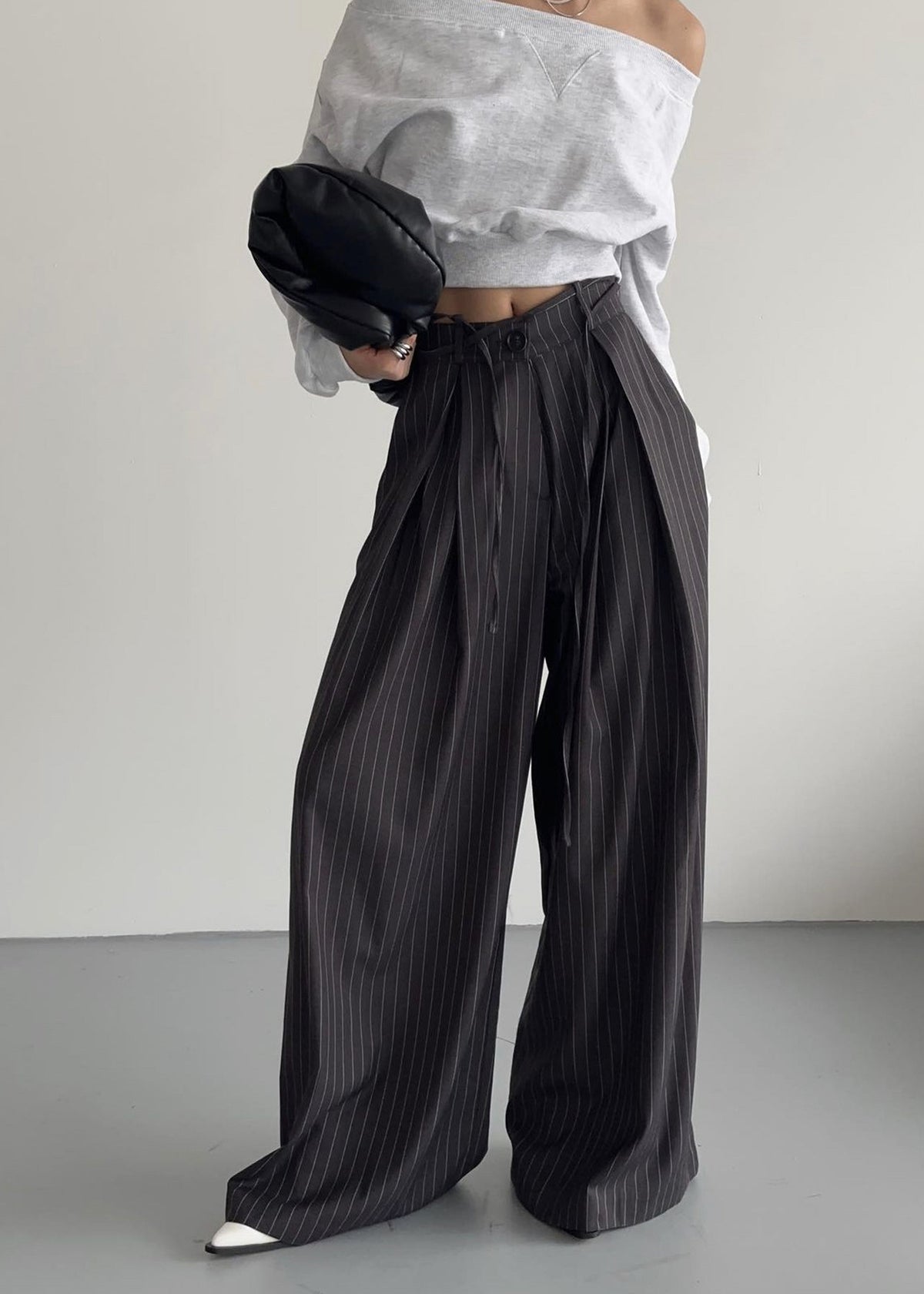 Noor Wide Pants - Grey Pinstripe β view 2 of 12