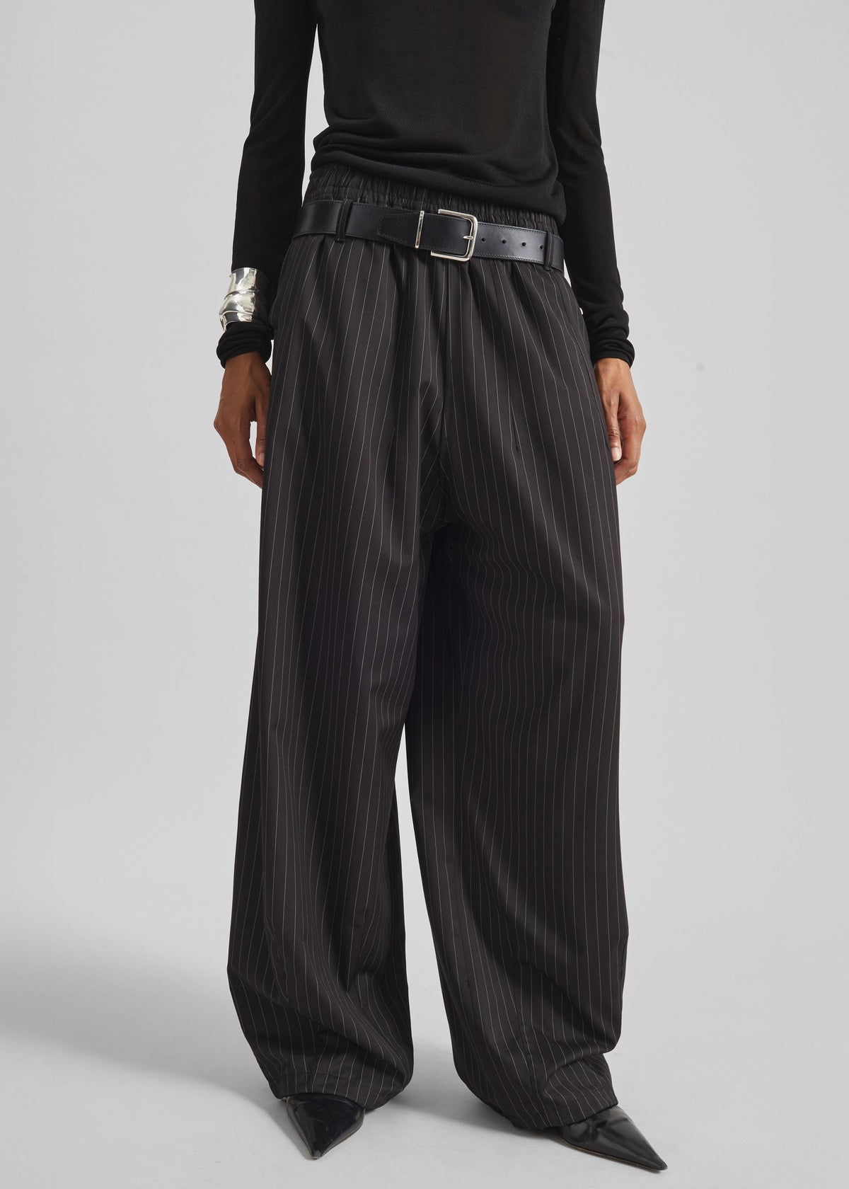 Oakdale Track Pants - Black/White Pinstripe β view 1 of 7