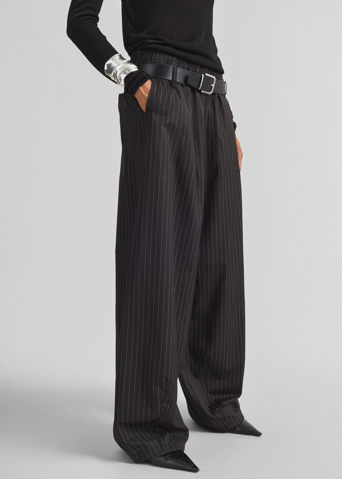 Oakdale Track Pants - Black/White Pinstripe β view 5 of 7