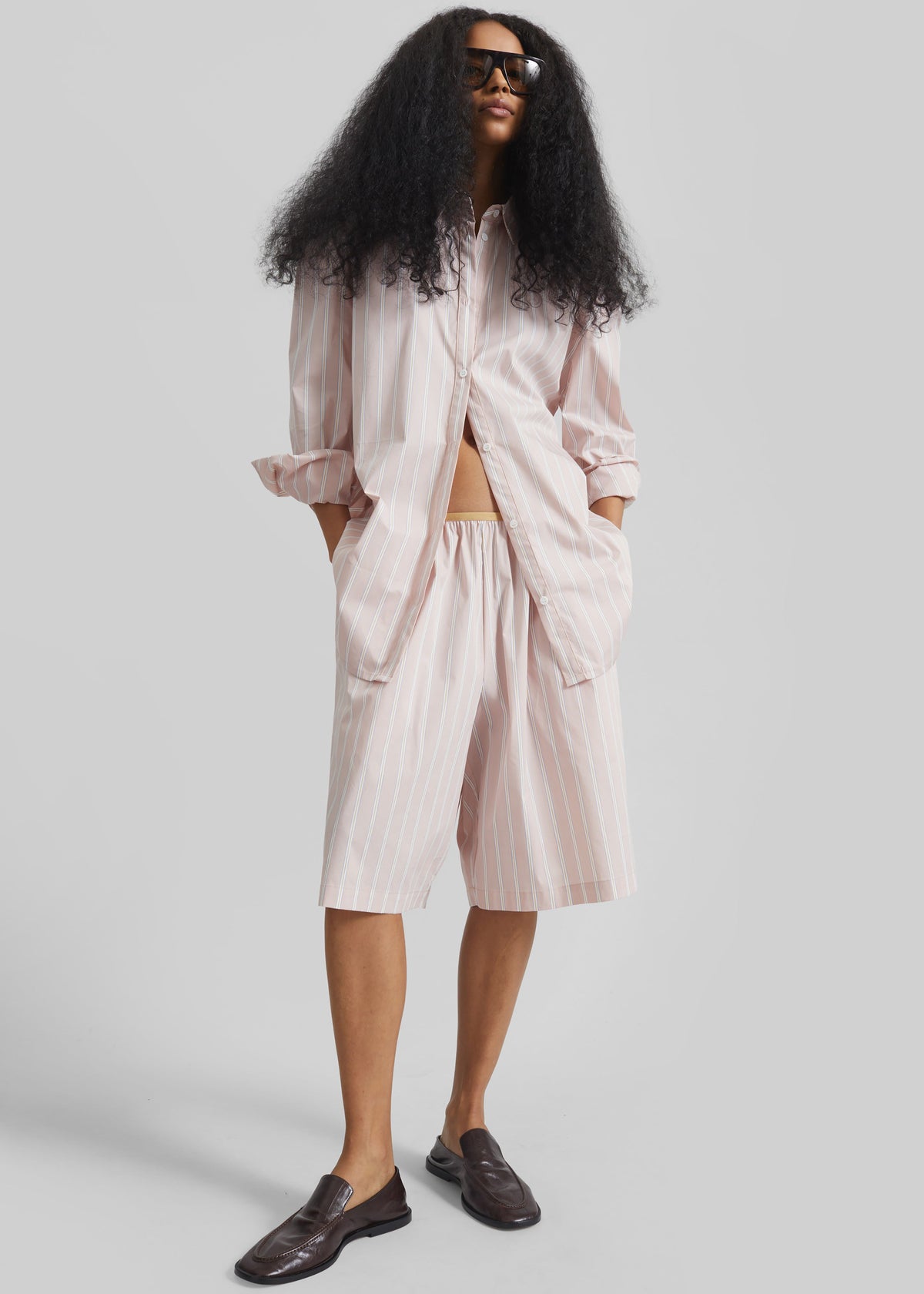 Oana Cotton Padded Shirt - Pink/White Stripes β view 3 of 7