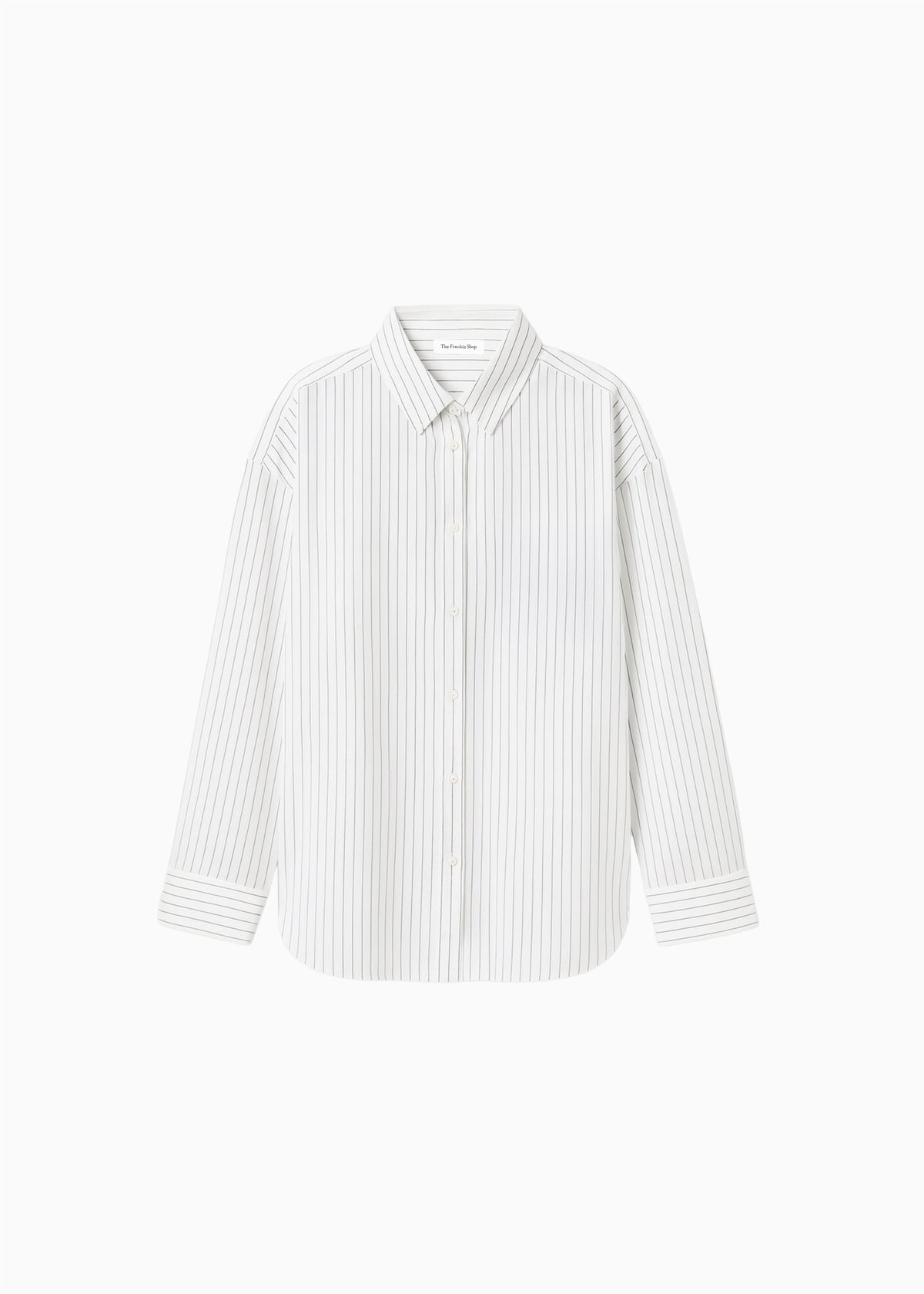 Oana Fluid Button-Up Shirt - White/Black Stripe β view 9 of 9