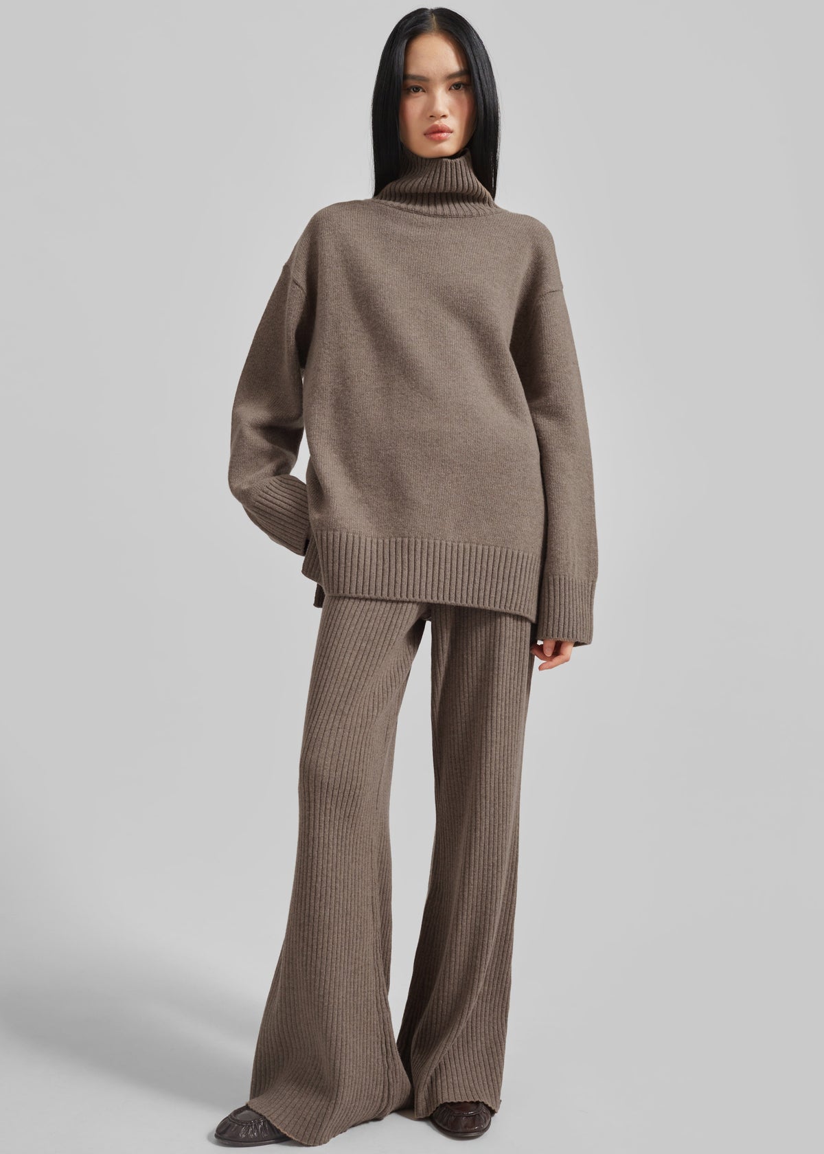 Odense Ribbed Flared Pants - Brown β view 1 of 11