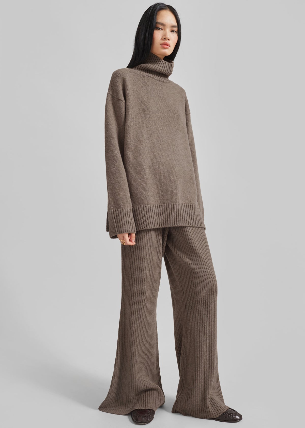 Odense Ribbed Flared Pants - Brown β view 6 of 11
