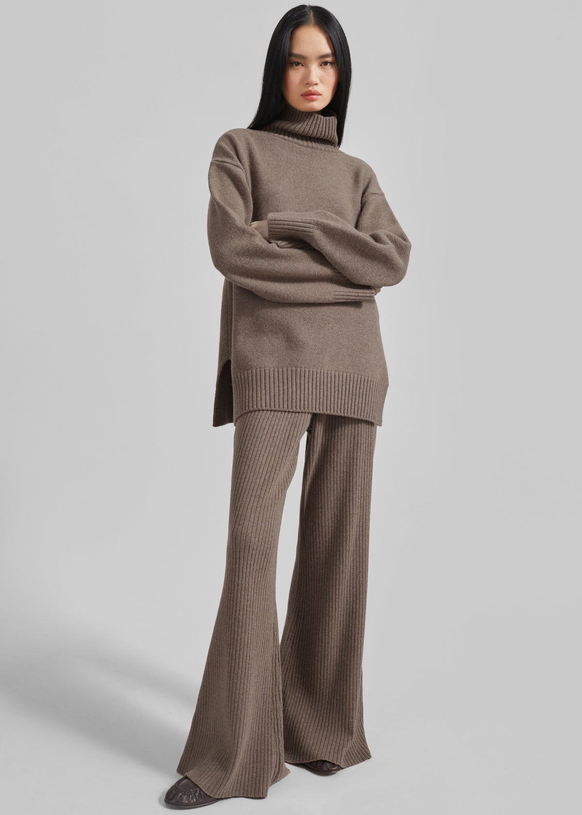 Odense Ribbed Flared Pants - Brown β view 5 of 11