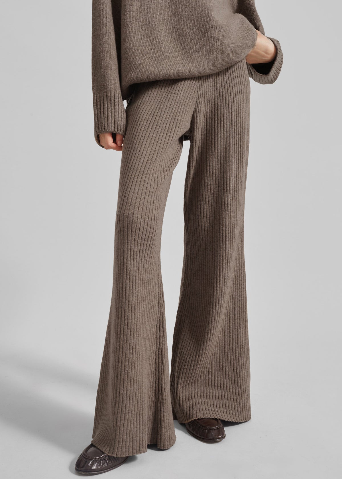 Odense Ribbed Flared Pants - Brown β view 4 of 11