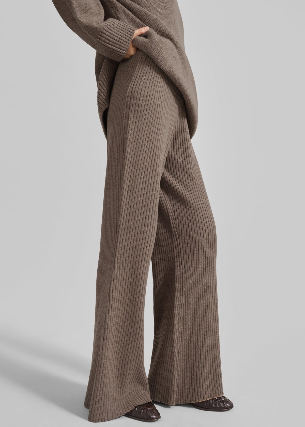 Odense Ribbed Flared Pants - Brown β view 2 of 11