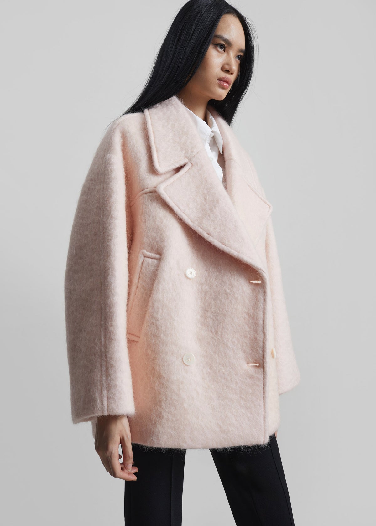 Odeone Brushed Wool Peacoat - Faded Pink β view 5 of 9