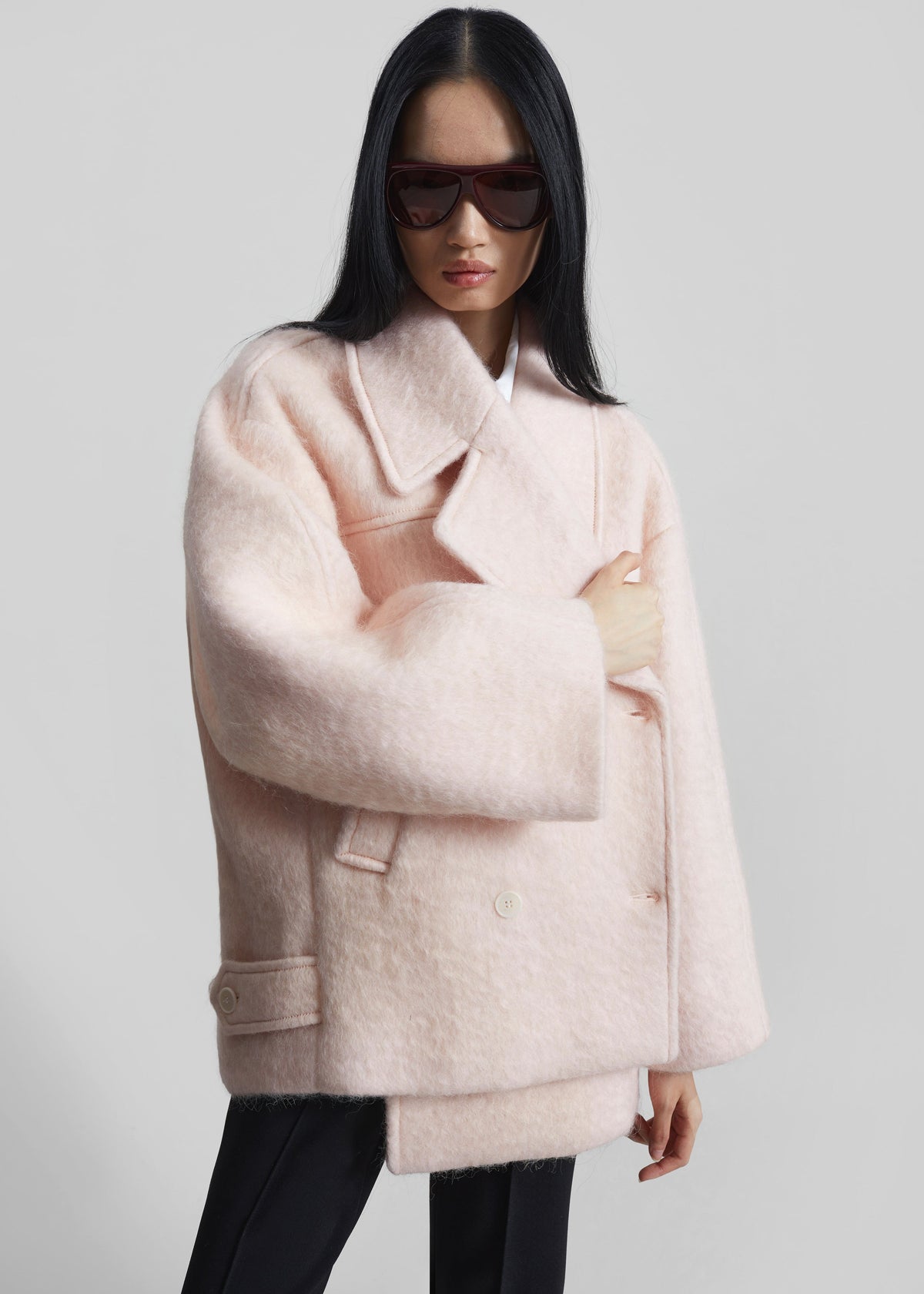 Odeone Brushed Wool Peacoat - Faded Pink β view 7 of 9