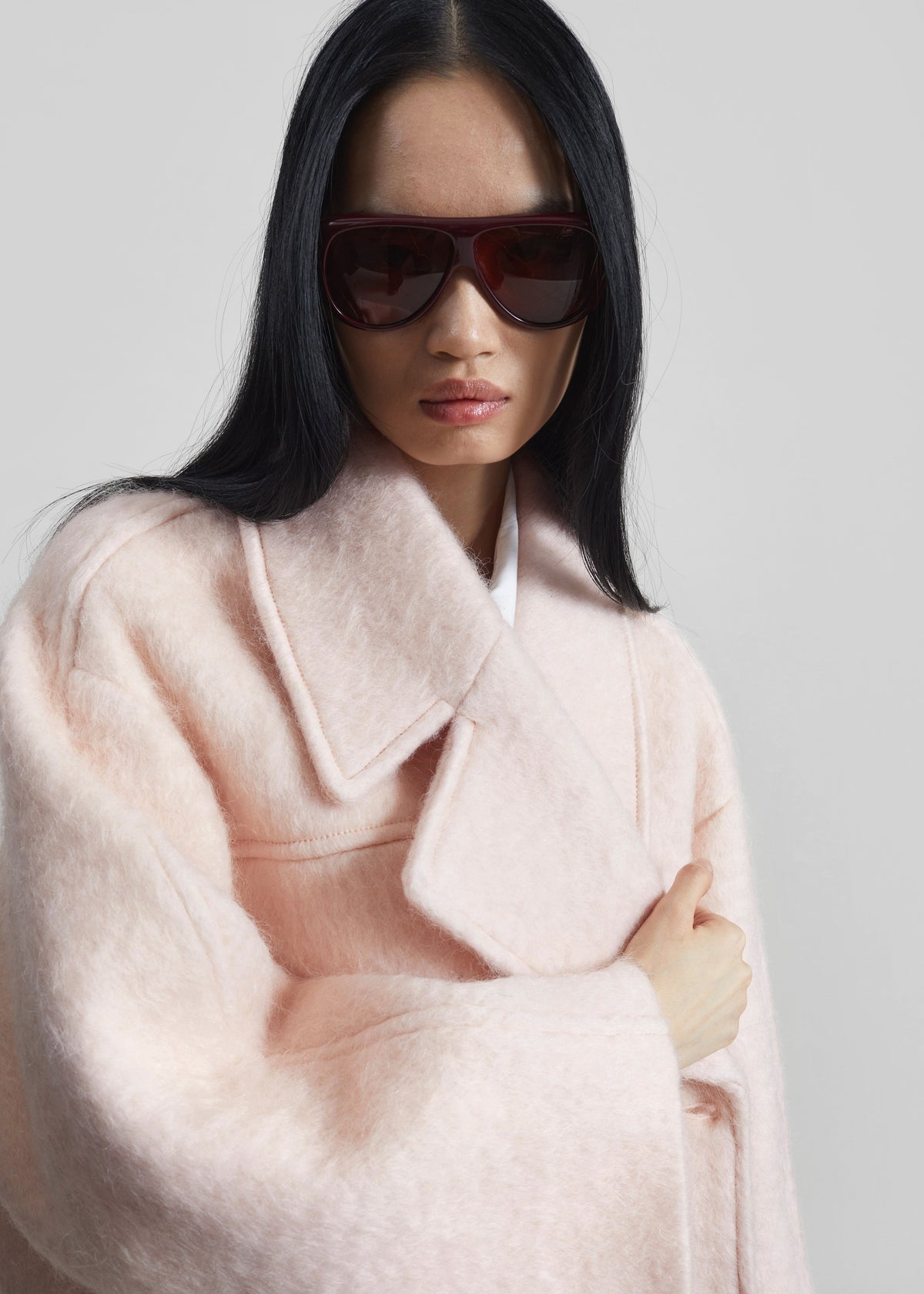 Odeone Brushed Wool Peacoat - Faded Pink β view 3 of 9