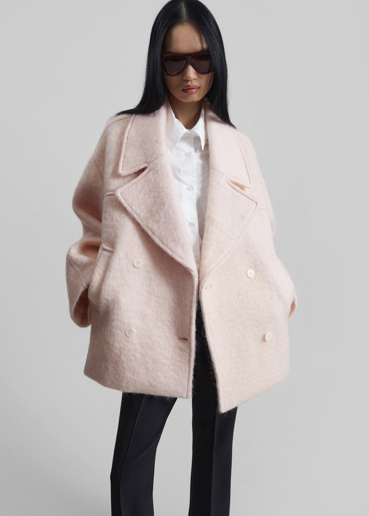 Odeone Brushed Wool Peacoat - Faded Pink β view 1 of 9