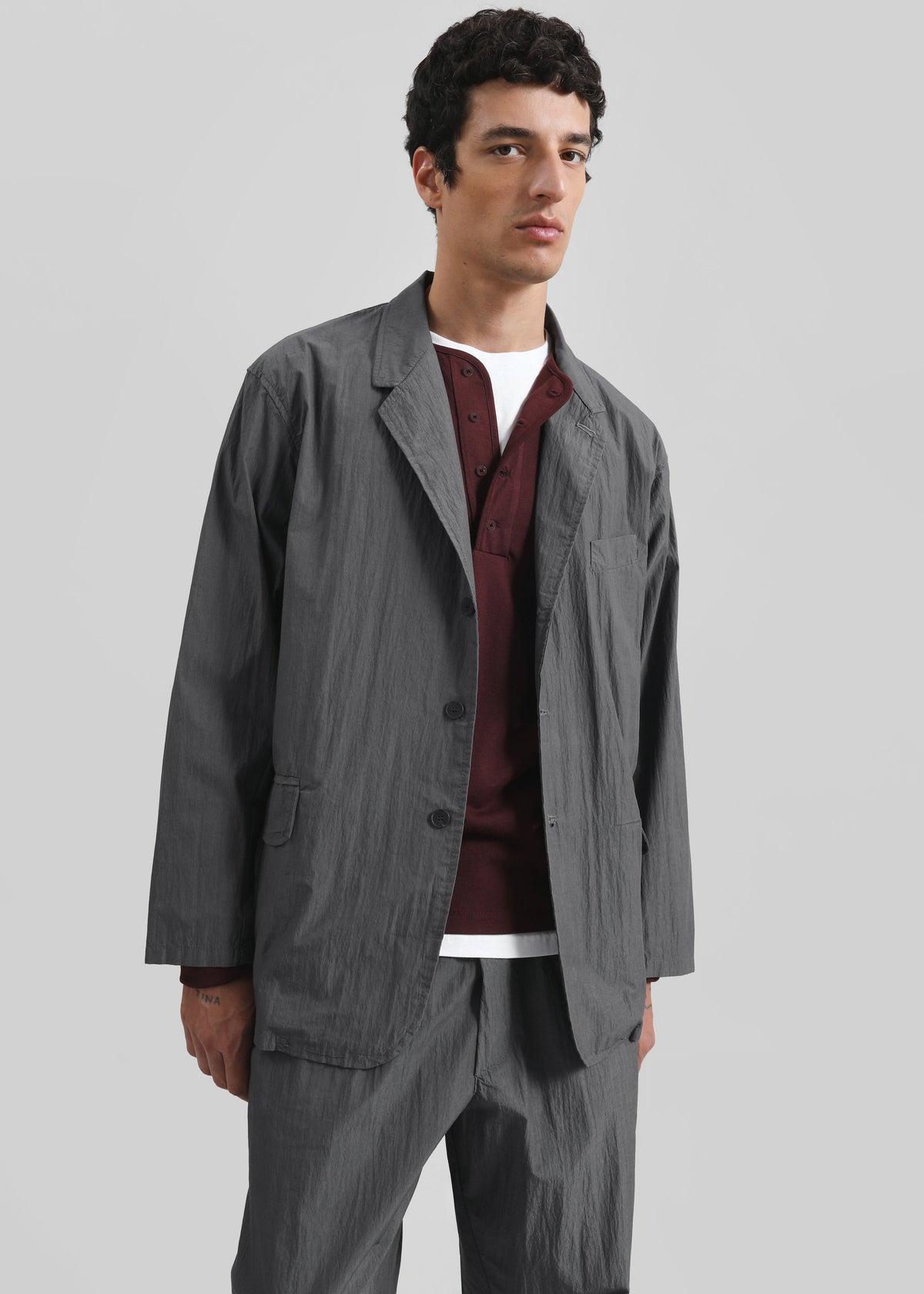 Ohio Crinkled Poplin Blazer - Slate Grey β view 8 of 10