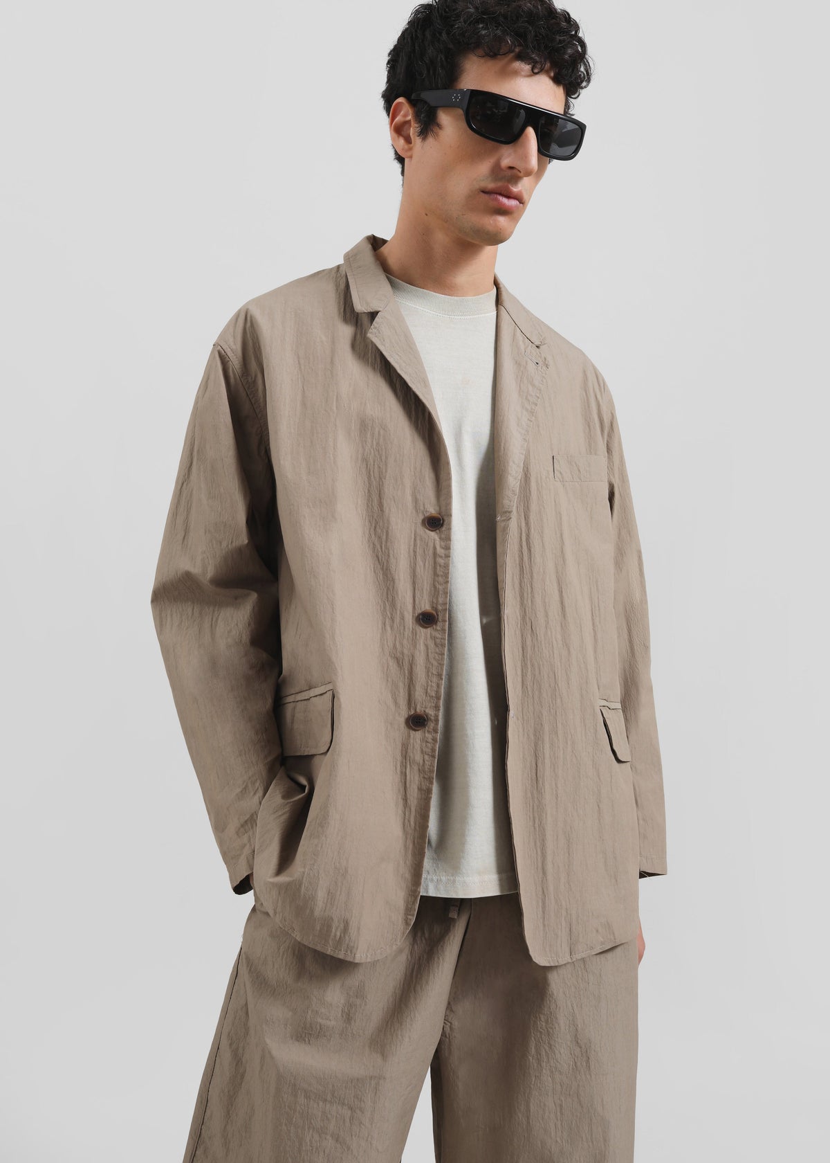 Ohio Crinkled Poplin Blazer - Taupe β view 1 of 13