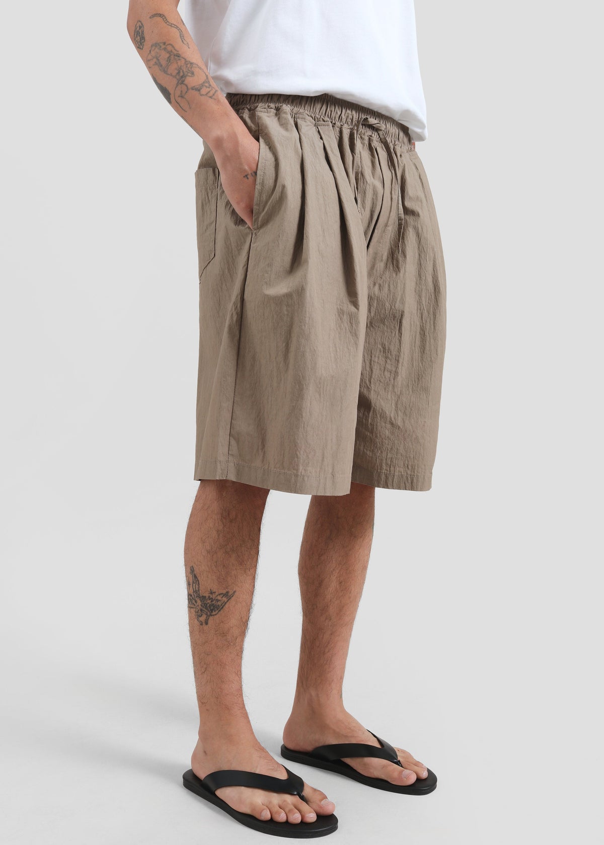 Ohio Crinkled Poplin Shorts - Taupe β view 4 of 9