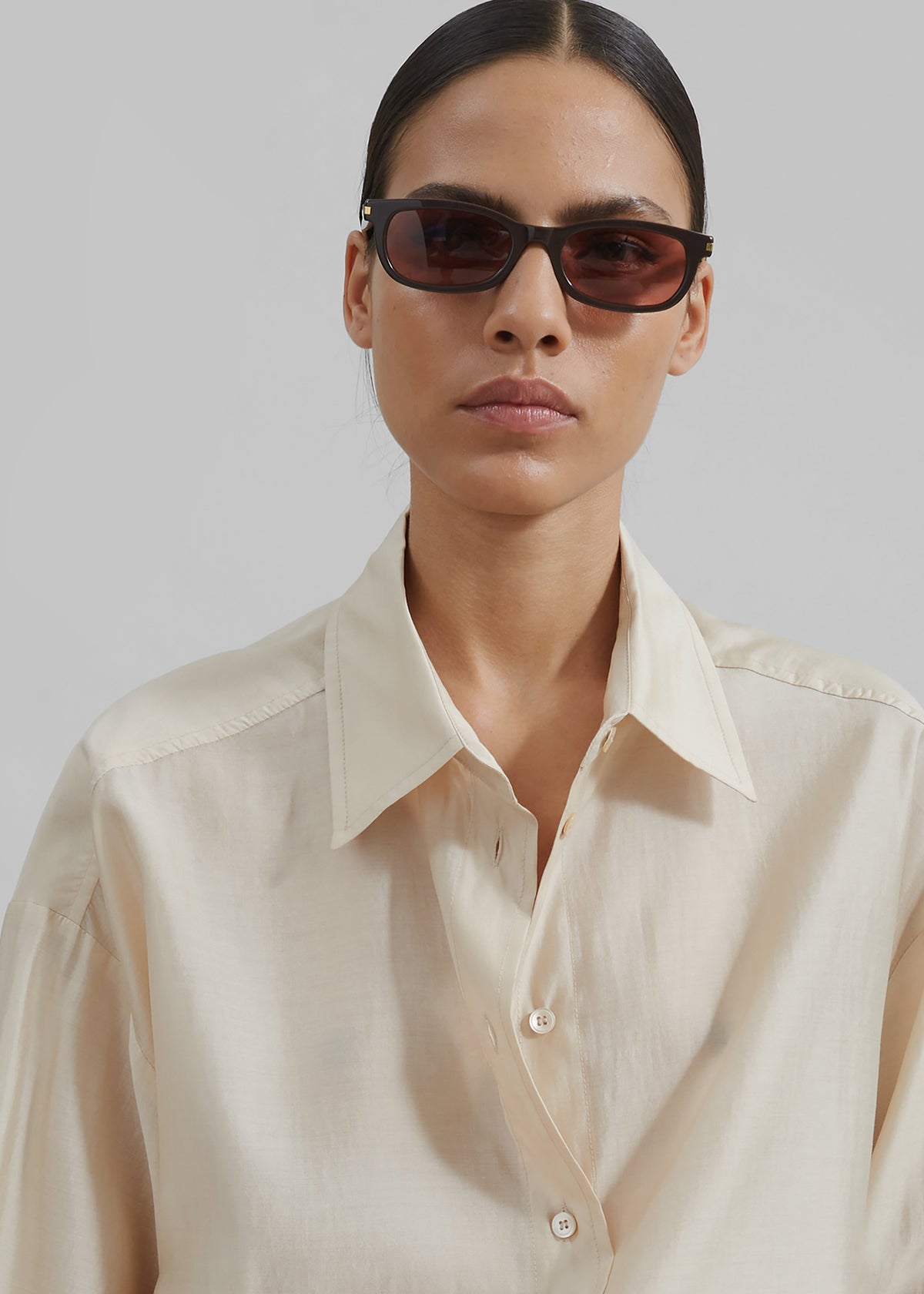 Ola Semi-Sheer Button Up Shirt - Ivory β view 3 of 8