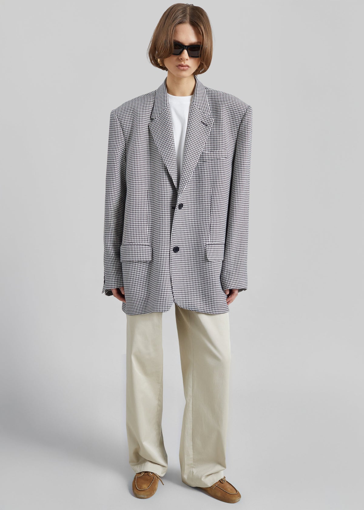 Olivella Oversized Padded Blazer - Black Houndstooth β view 1 of 10