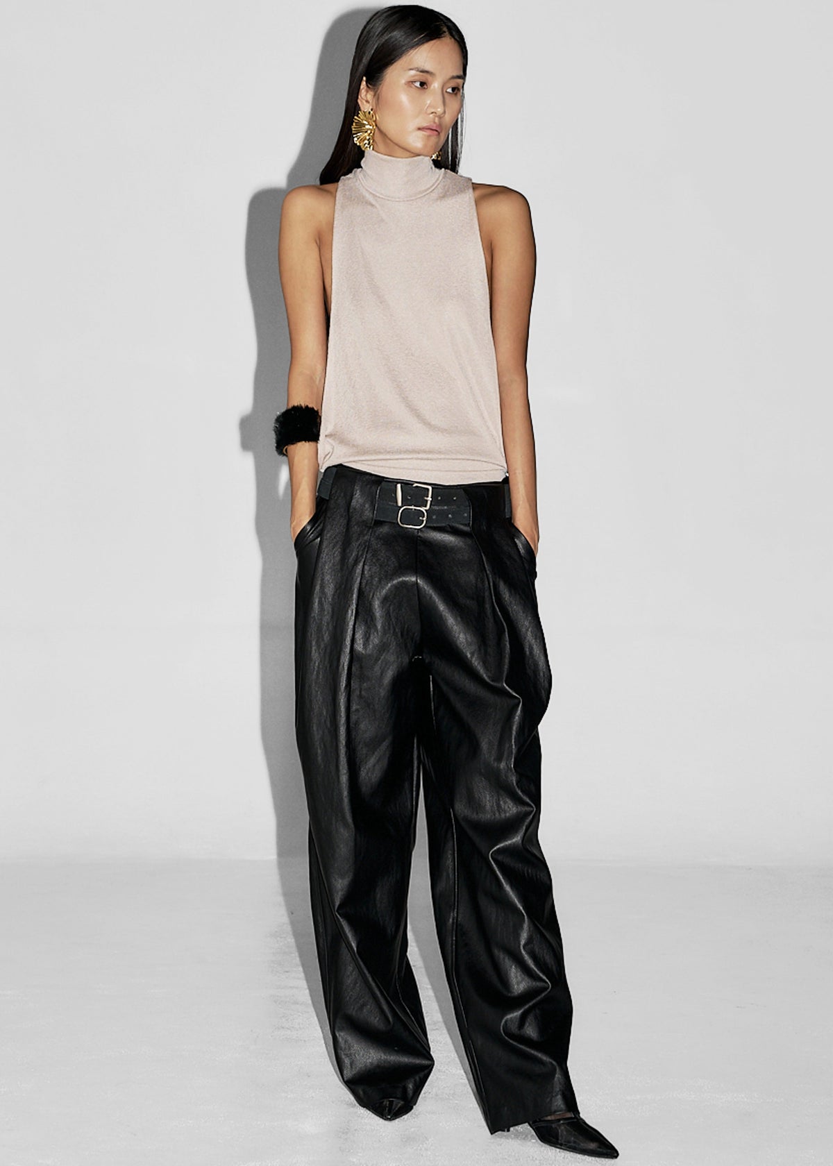 Olivet Faux Leather Trousers - Black β view 2 of 8