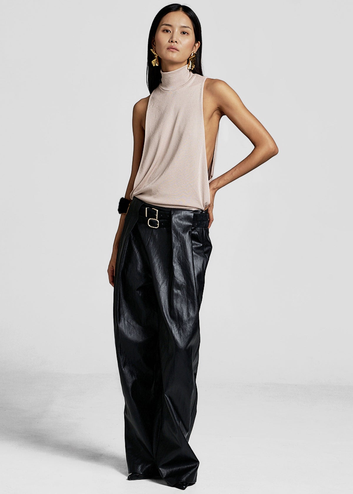 Olivet Faux Leather Trousers - Black β view 5 of 8
