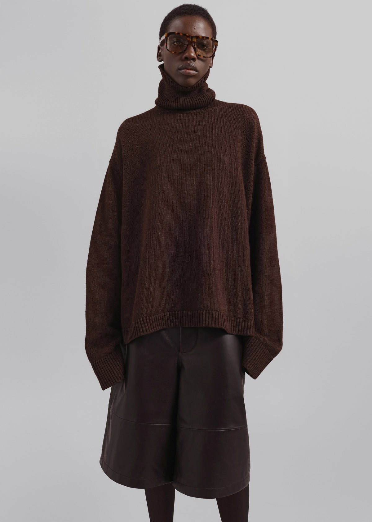 Olivia Leather Bermuda Shorts - Dark Brown β view 9 of 11