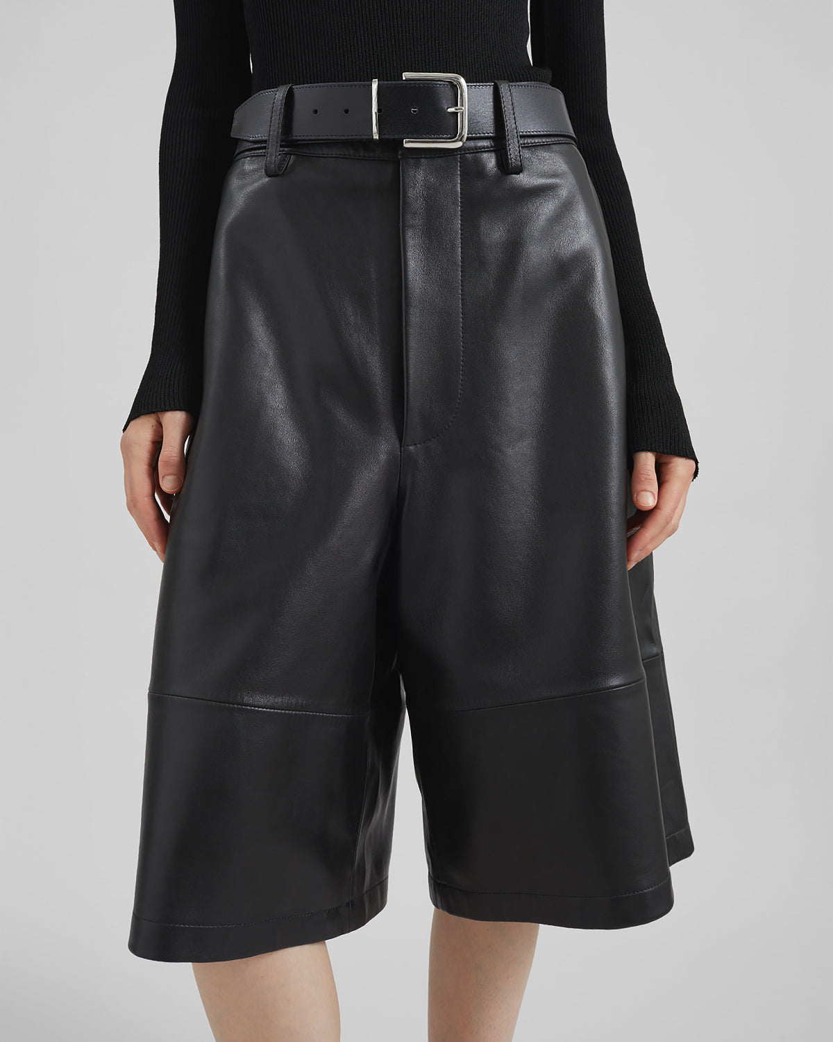 Olivia Leather Bermuda Shorts - Black β view 2 of 12