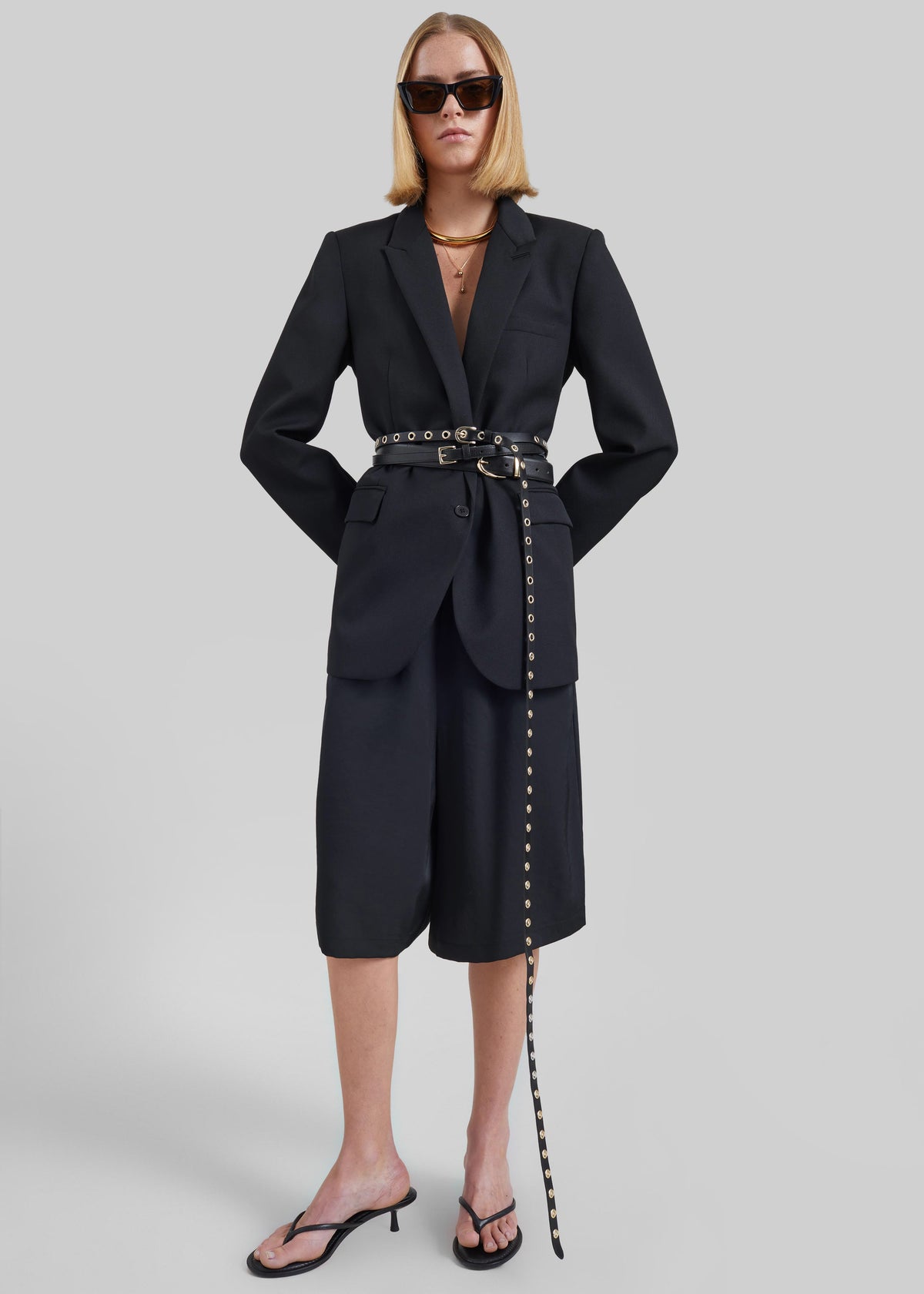 Olyne Satin Wide Bermuda Shorts - Black β view 6 of 8