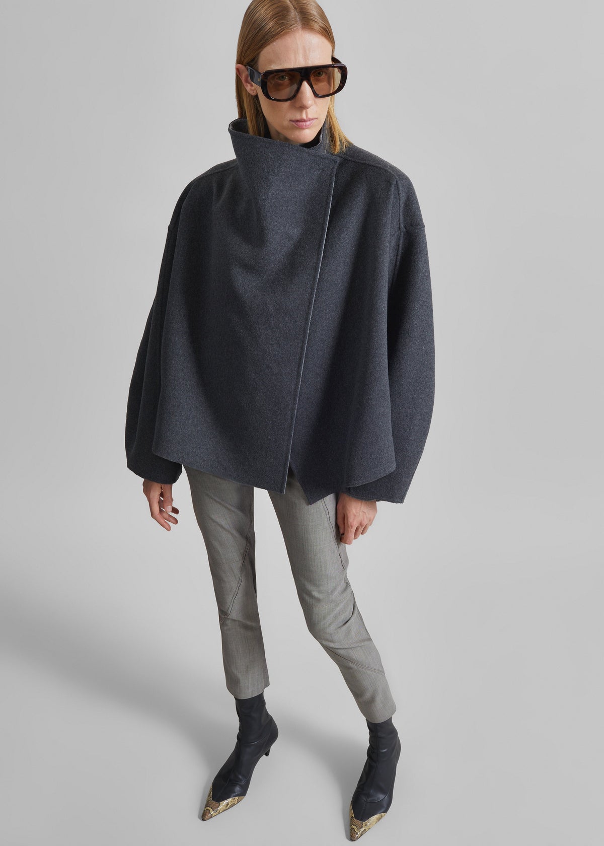 Onelle Wool Reversible Short Coat - Grey β view 5 of 7