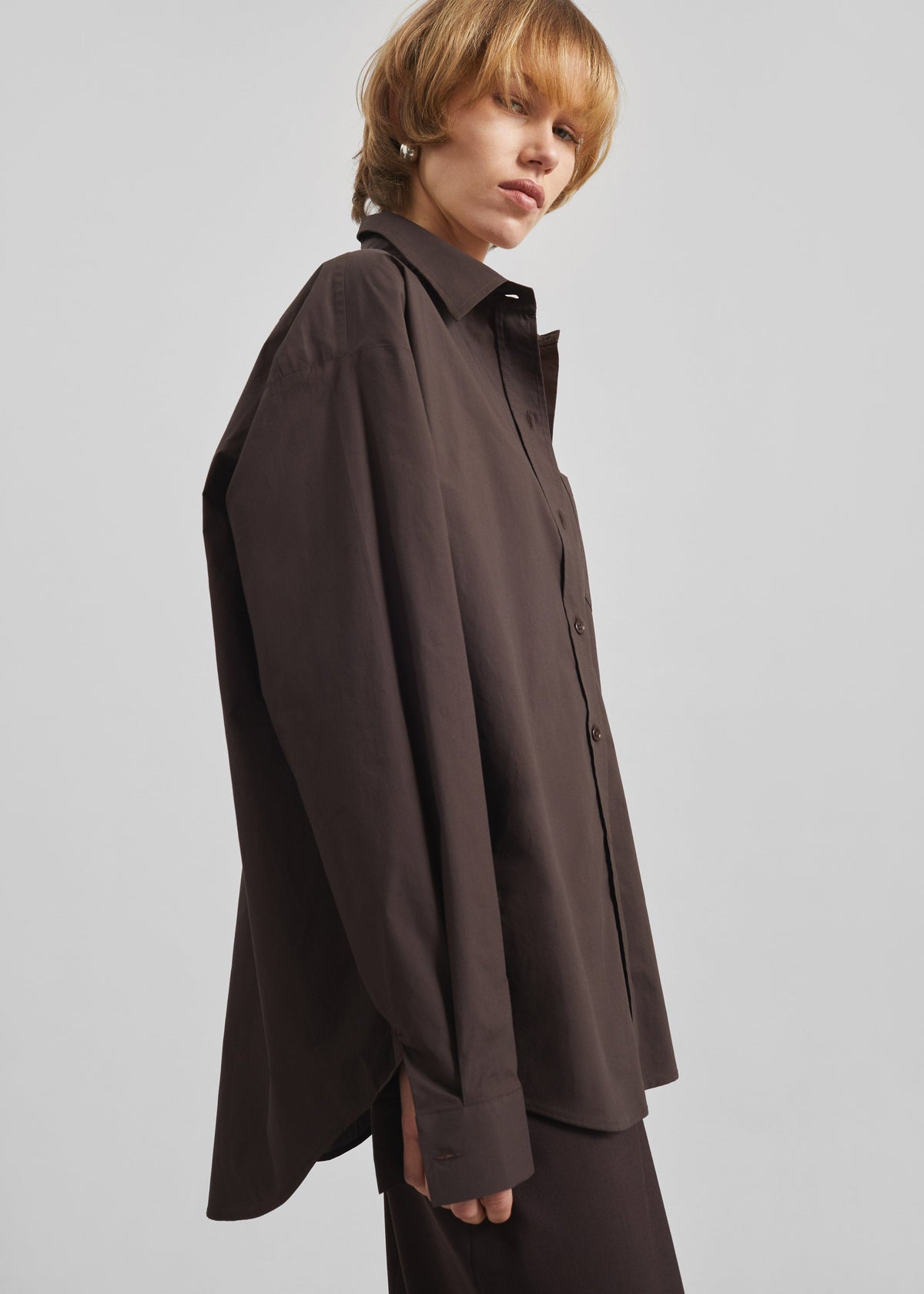 Ornella Side Button-Up Shirt - Brown β view 3 of 7