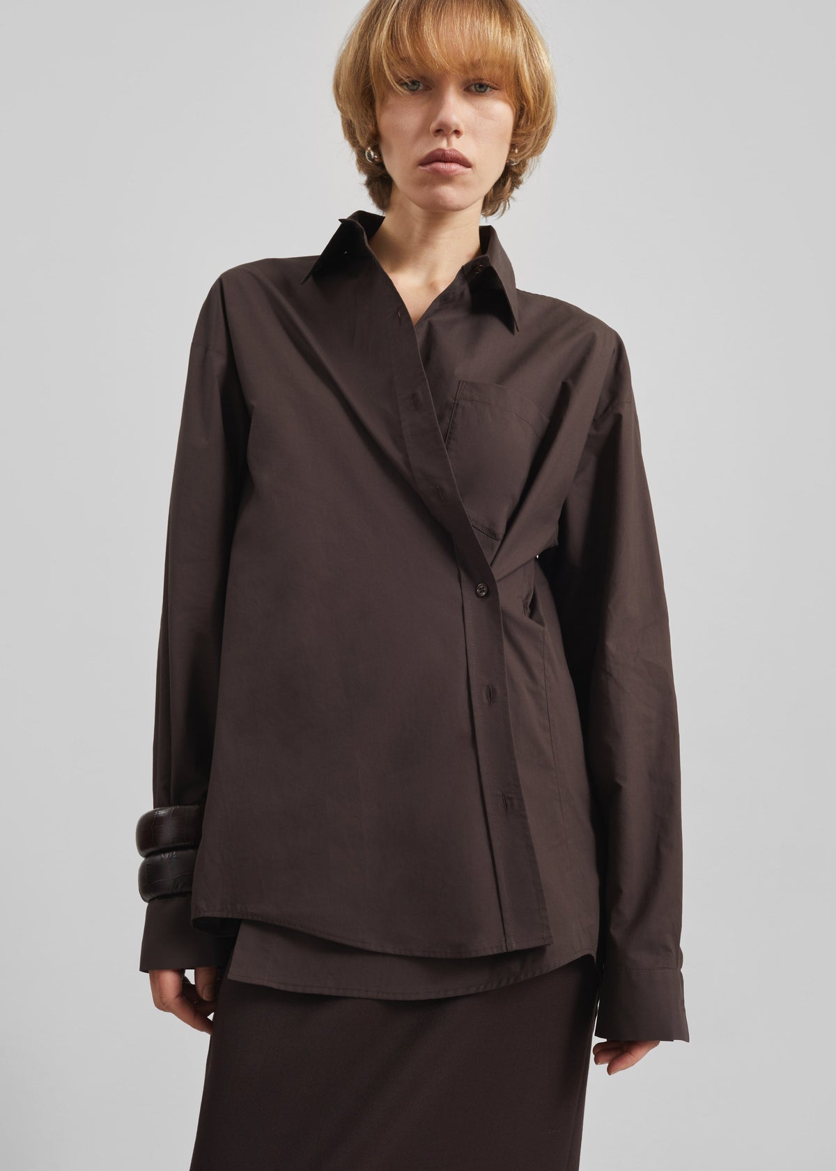 Ornella Side Button-Up Shirt - Brown β view 5 of 7