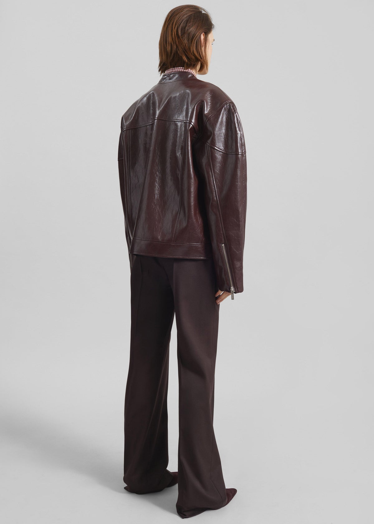 Ostend Faux Leather Biker Jacket - Burgundy β view 8 of 9