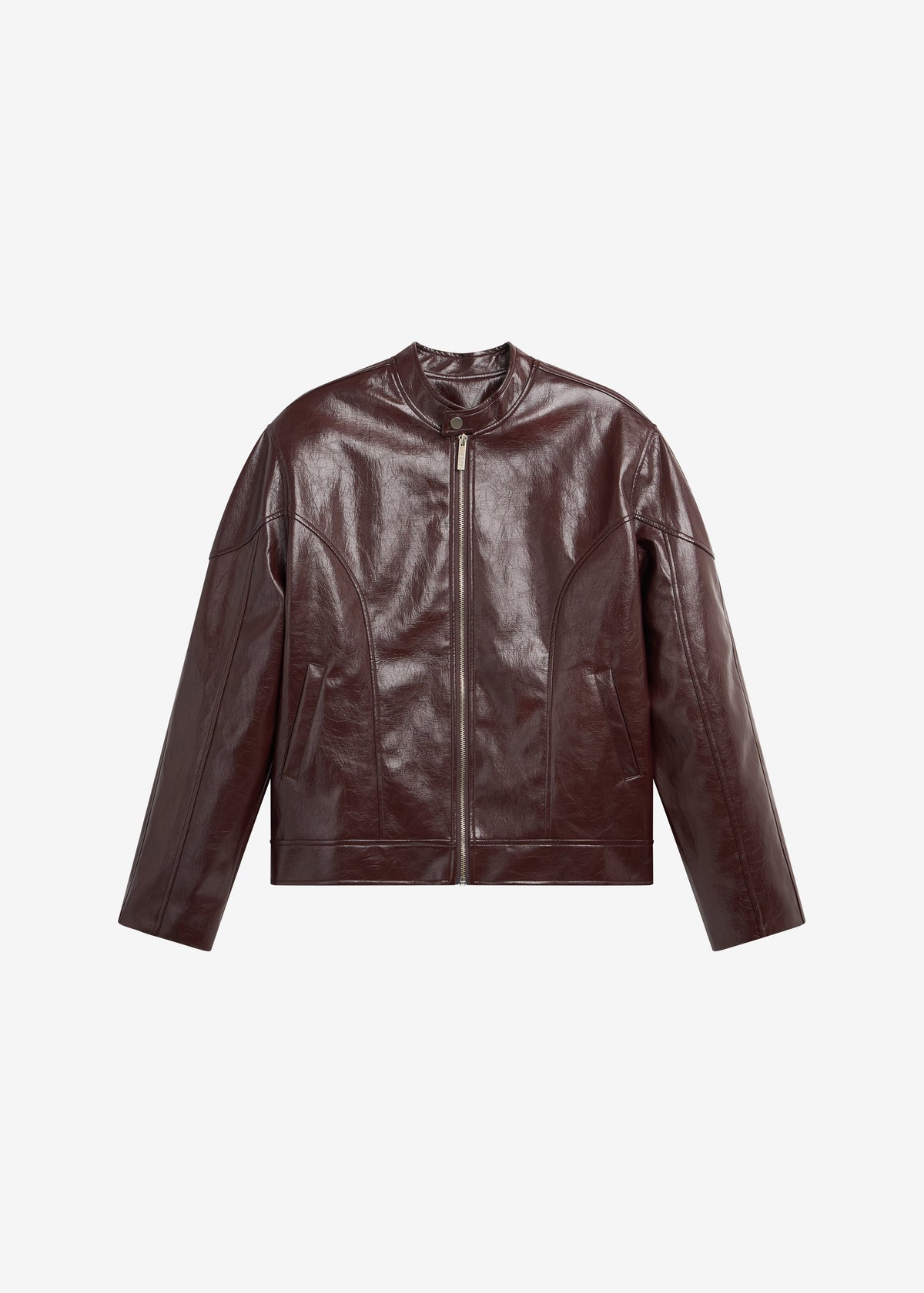 Ostend Faux Leather Biker Jacket - Burgundy β view 9 of 9