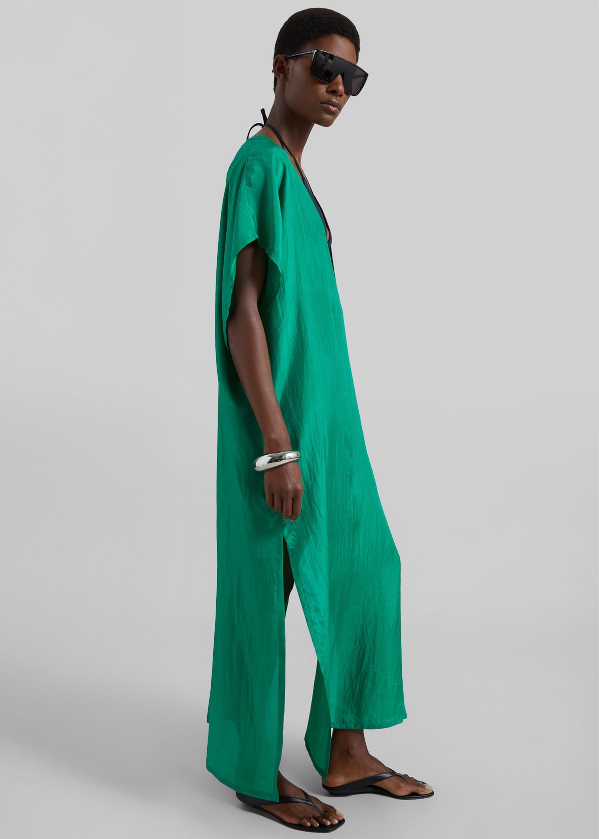 Ostuni Sheer Silk Kaftan Dress - Emerald β view 4 of 7