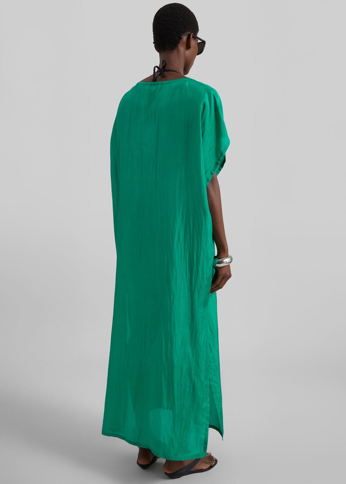 Ostuni Sheer Silk Kaftan Dress - Emerald β view 6 of 7