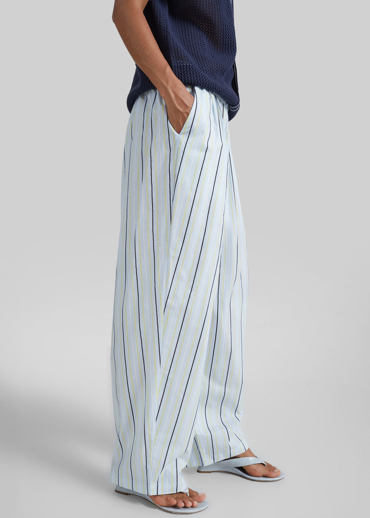 Otranto Cotton Barrel Leg Pants - Blue Multi Stripe β view 4 of 7
