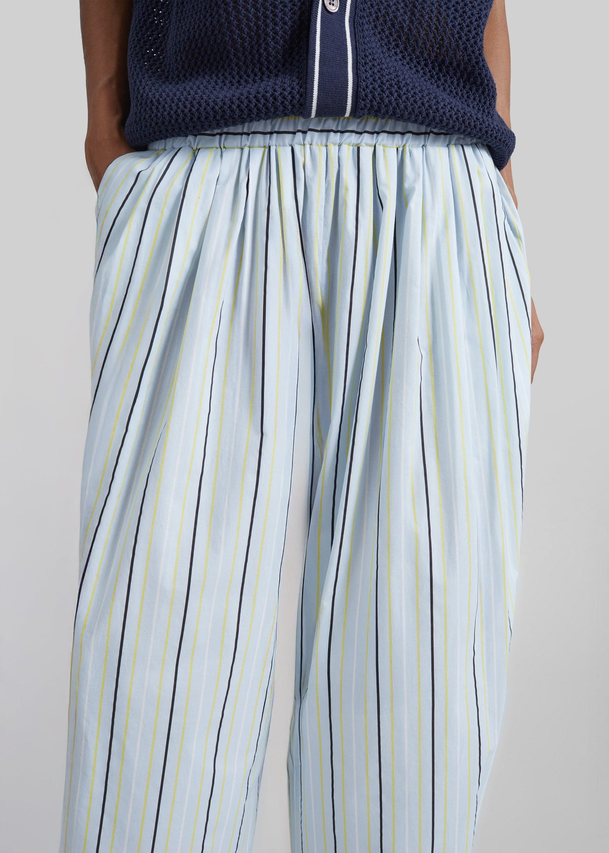 Otranto Cotton Barrel Leg Pants - Blue Multi Stripe β view 3 of 7