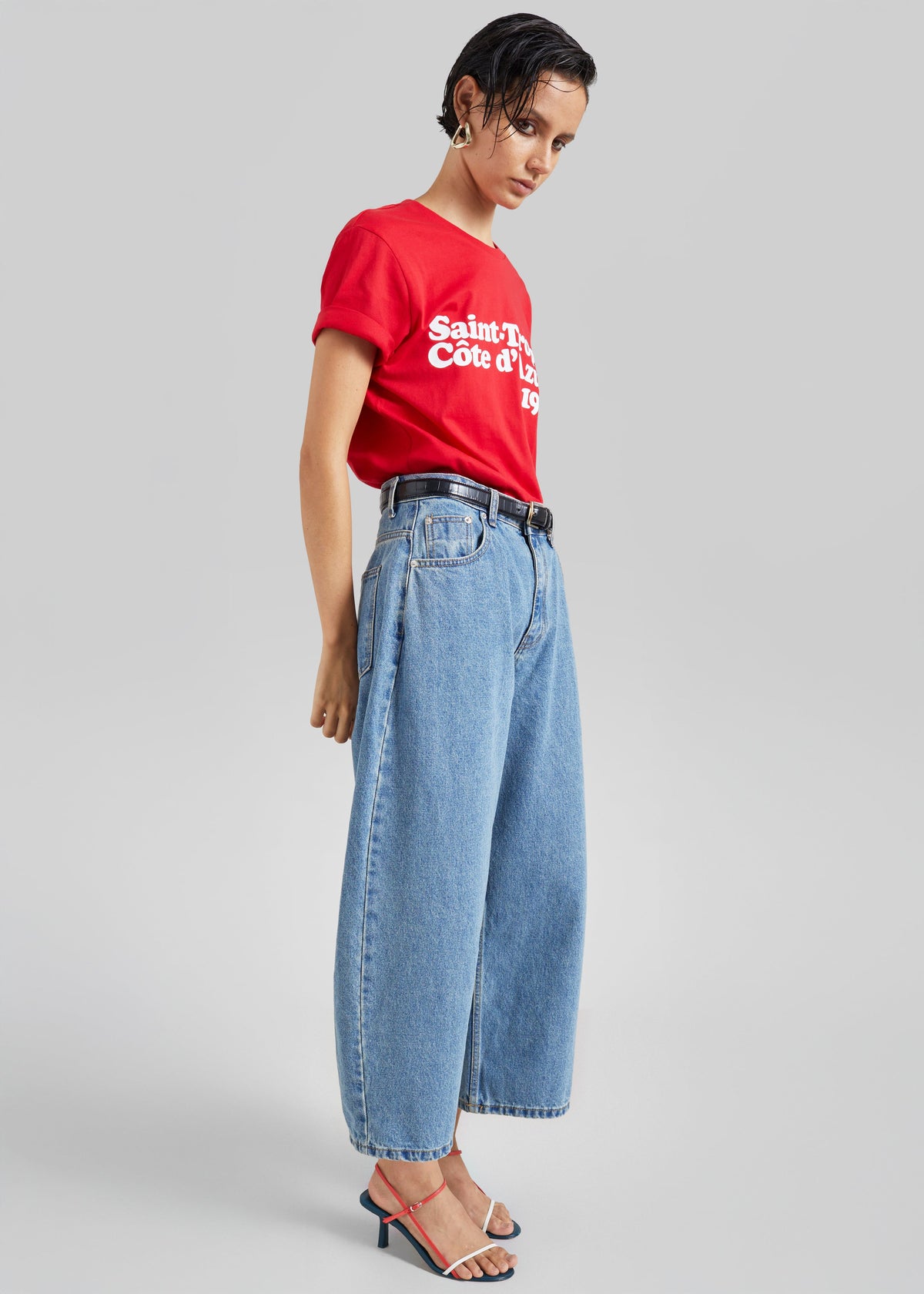 Palmi Cropped Barrel Leg Jeans - Medium Wash β view 3 of 7