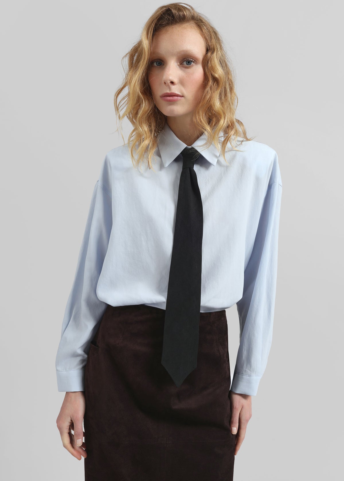 Patti Neck Tie Shirt - Sky Blue β view 8 of 11