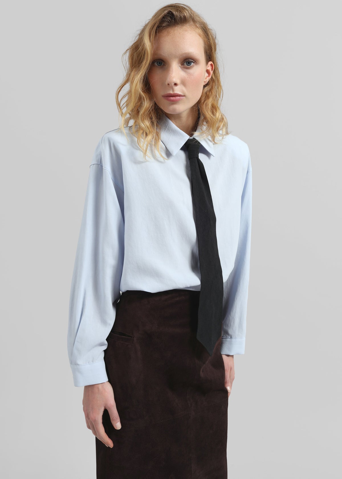 Patti Neck Tie Shirt - Sky Blue β view 6 of 11