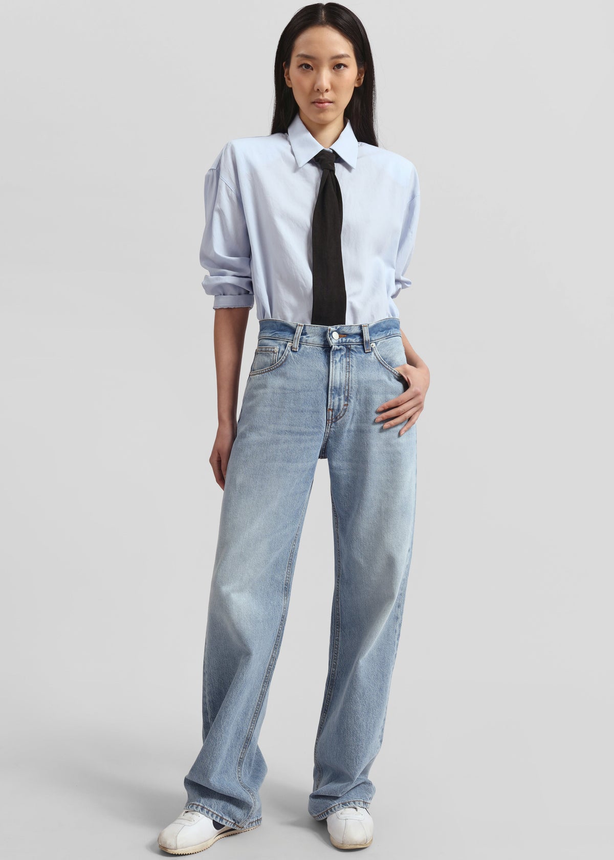 Patti Neck Tie Shirt - Sky Blue β view 7 of 11