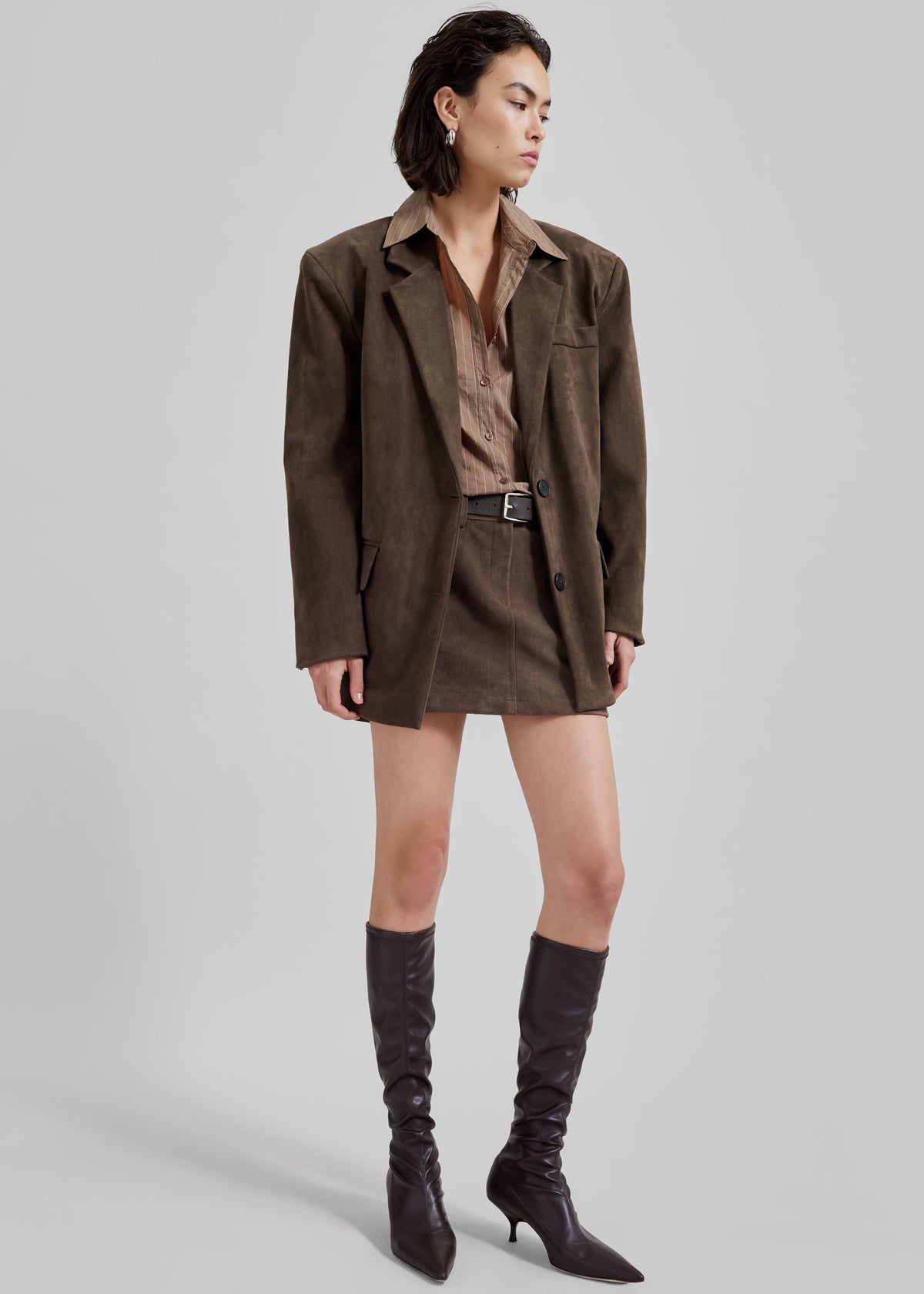 Peoria Faux Suede Blazer - Brown β view 9 of 13