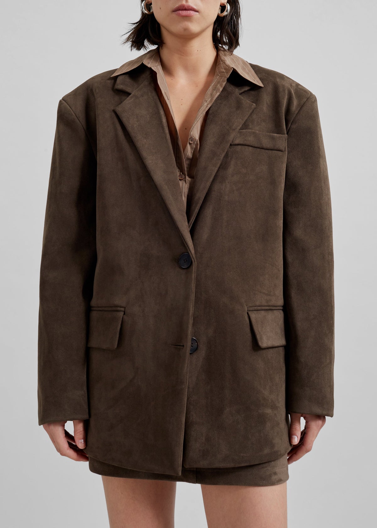Peoria Faux Suede Blazer - Brown β view 8 of 13
