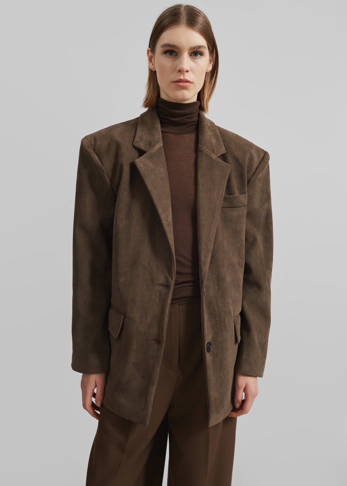 Peoria Faux Suede Blazer - Brown β view 6 of 13