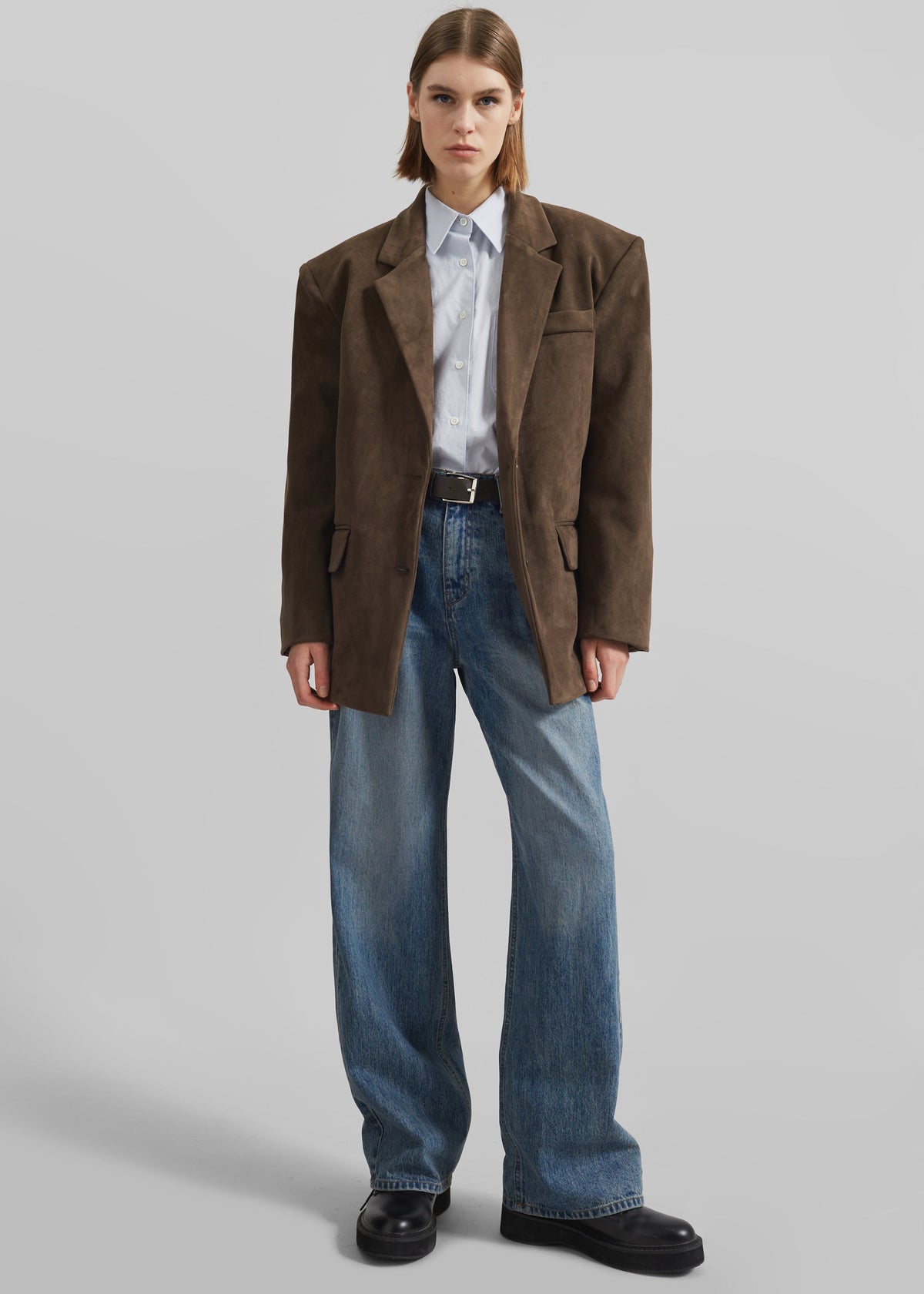 Peoria Faux Suede Blazer - Brown β view 4 of 13