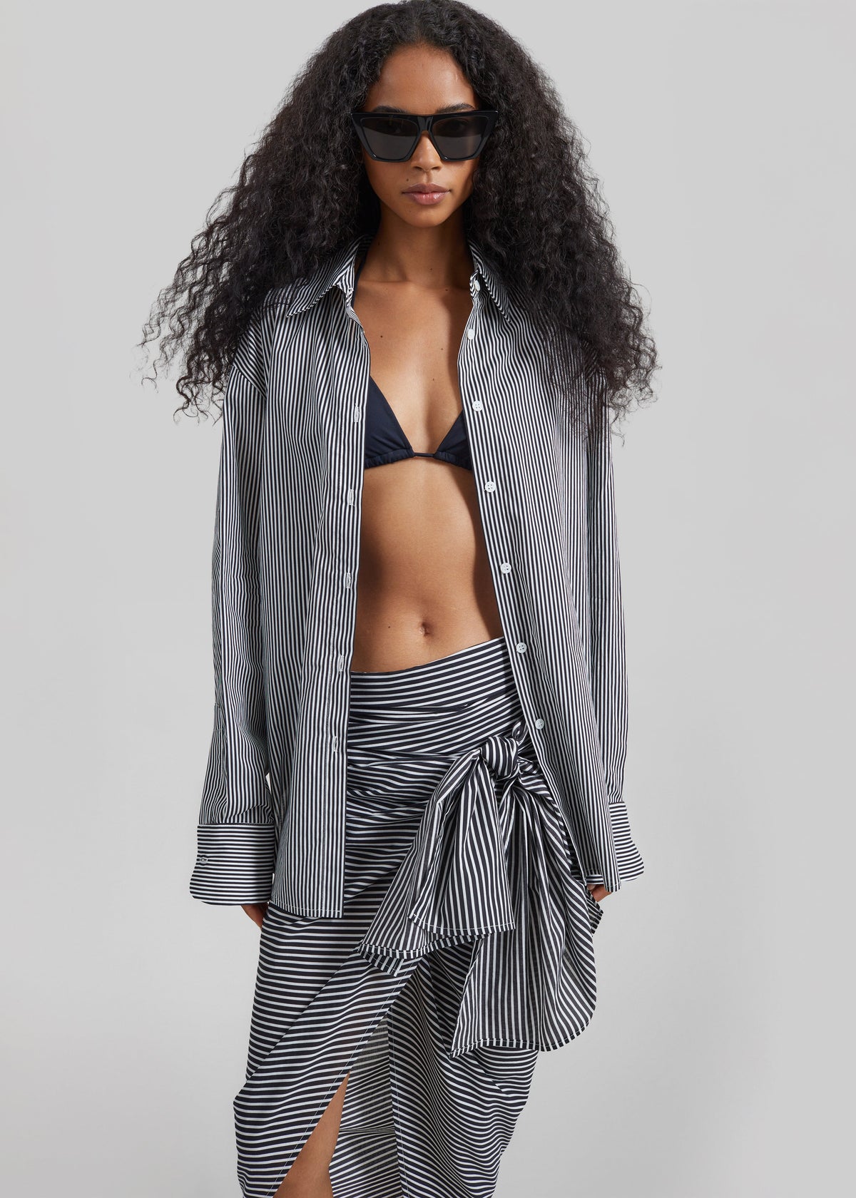 Peri Cotton Shirt - Black/White Stripe β view 7 of 9