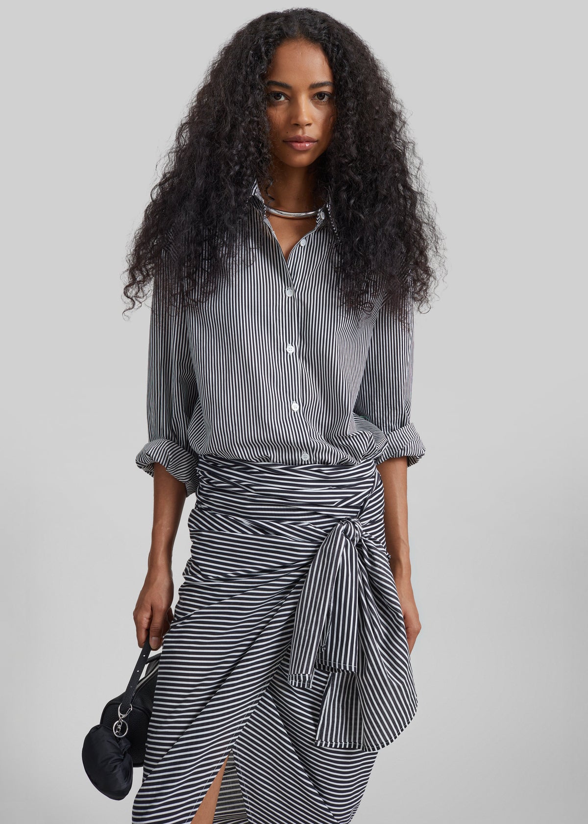 Peri Cotton Shirt - Black/White Stripe β view 1 of 9